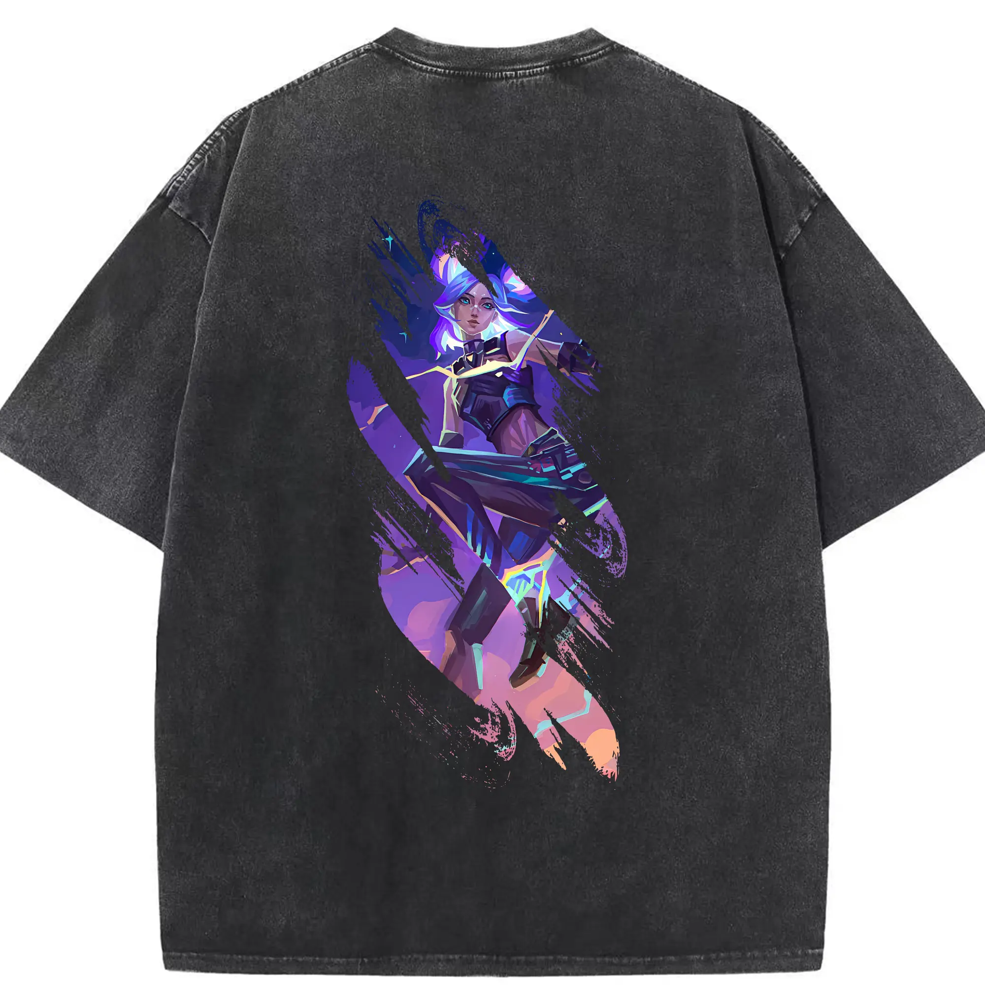 VALORANT グッズ,ネオン - 綿100％ ヴィンテージ風 半袖Tシャツ ・ 背面プリント ・ 柔らか肌触り ・ 通気性 快適 ・ スポーツ カジュアル 外出用