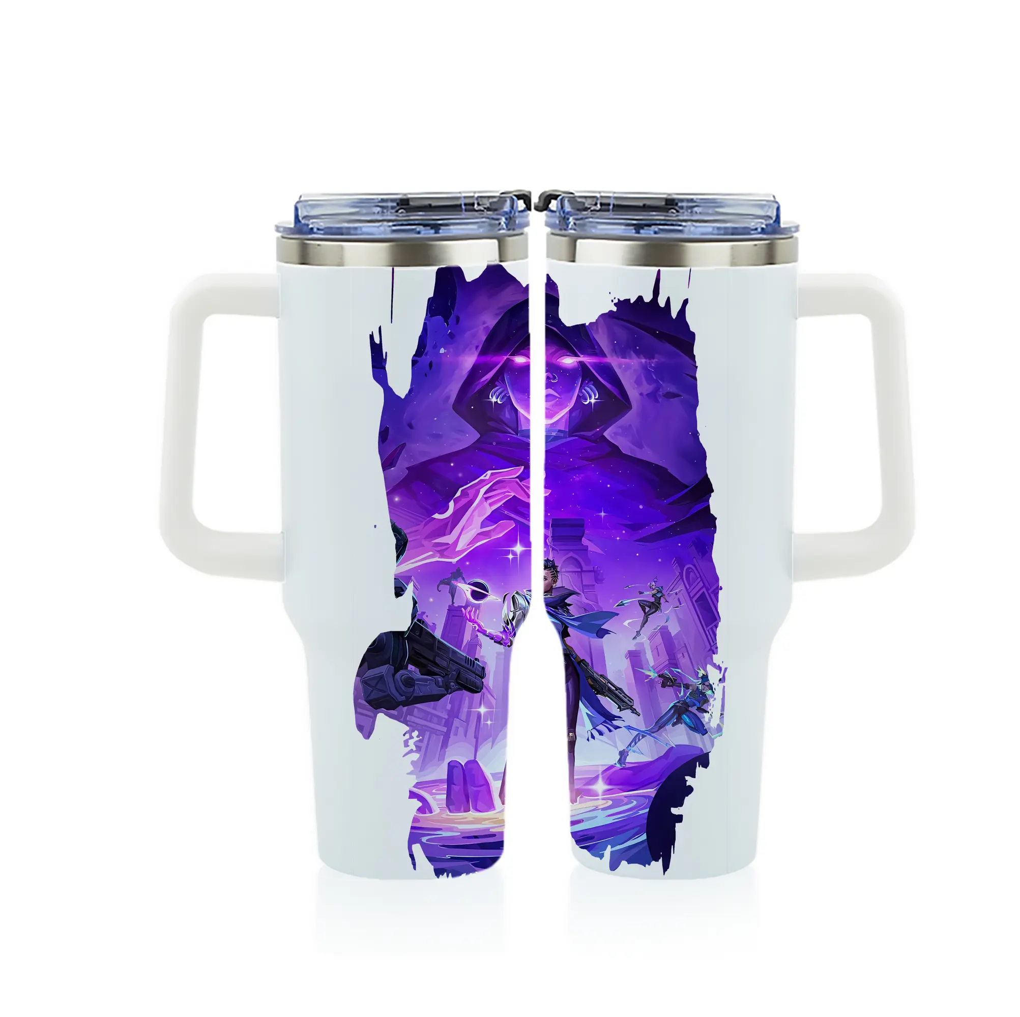 VALORANT グッズ,アストラ - 1200mL フルプリント車用タンブラー ・ 304ステンレス 内側 ・ 201ステンレス 外側 ・ 保温 保冷 ・ 通勤 ドライブ アウトドア用