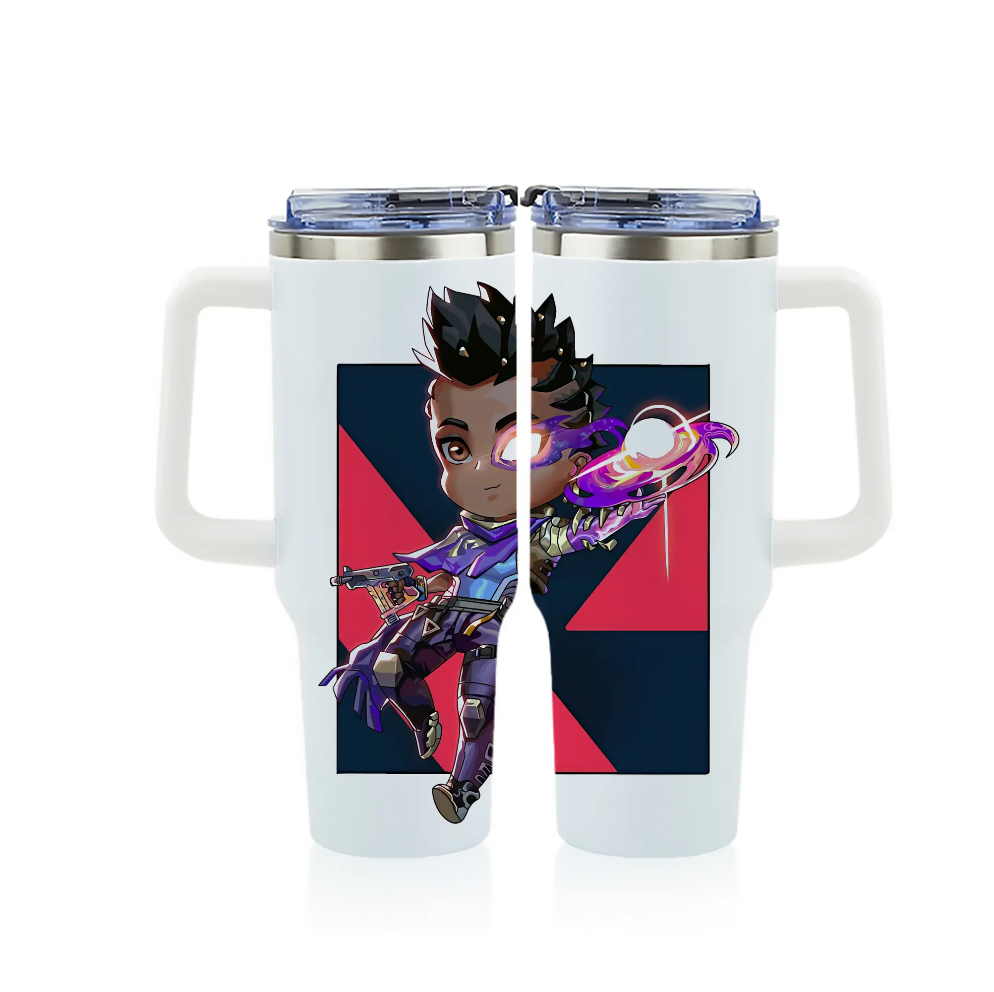 VALORANT グッズ,アストラ - 1200mL フルプリント車用タンブラー ・ 304ステンレス 内側 ・ 201ステンレス 外側 ・ 保温 保冷 ・ 通勤 ドライブ アウトドア用