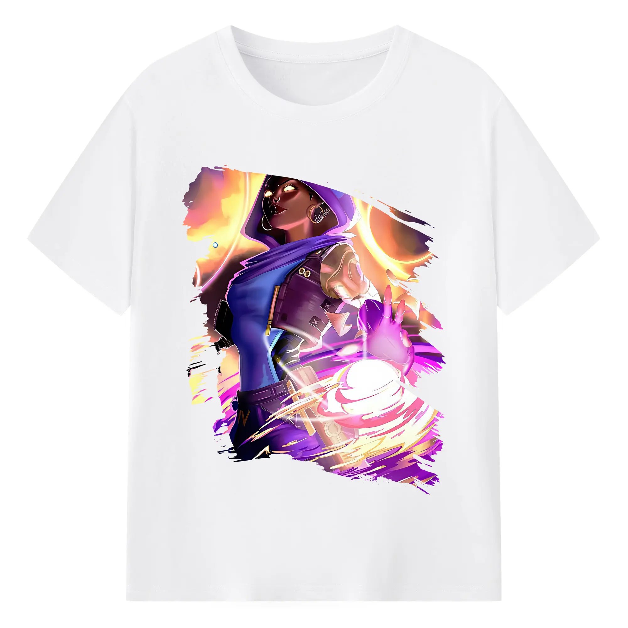 VALORANT グッズ,アストラ - 綿100％ 半袖Tシャツ ・ フロントプリント ・ 快適 通気性 ・ 日常使い 散歩 スポーツ用