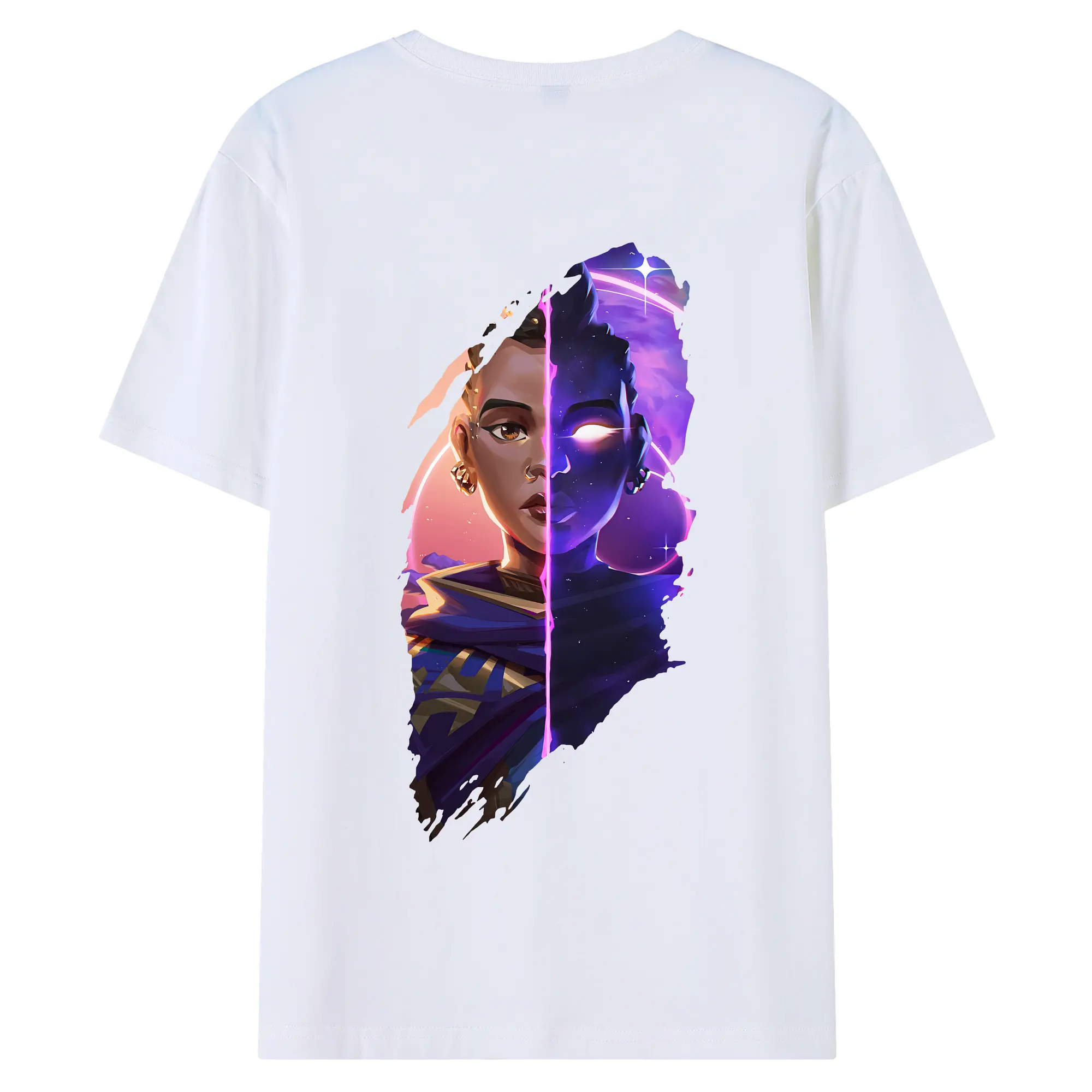 VALORANT グッズ,アストラ - 綿100％ 半袖Tシャツ ・ バックプリント ・ 快適 通気性 ・ 日常使い 散歩 スポーツ用