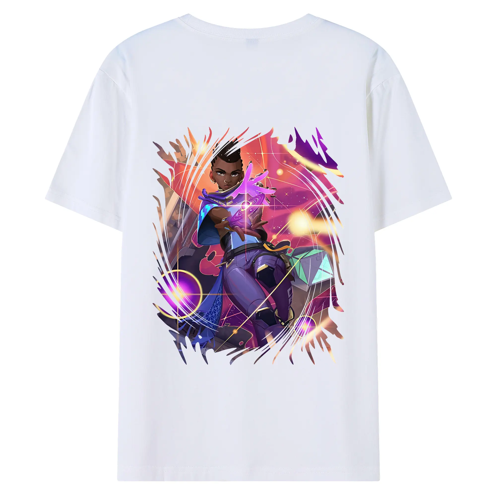 VALORANT グッズ,アストラ - 綿100％ 半袖Tシャツ ・ バックプリント ・ 快適 通気性 ・ 日常使い 散歩 スポーツ用