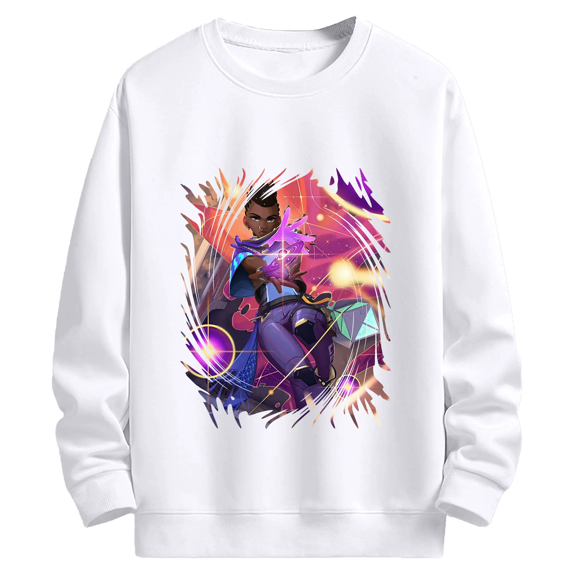 VALORANT グッズ,アストラ - 高品質 クルーネック スウェット ・ コットン59％ ポリエステル41％ ・ ユニセックス 長袖 トレーナー ・ カジュアル デイリー スポーツ 散歩用