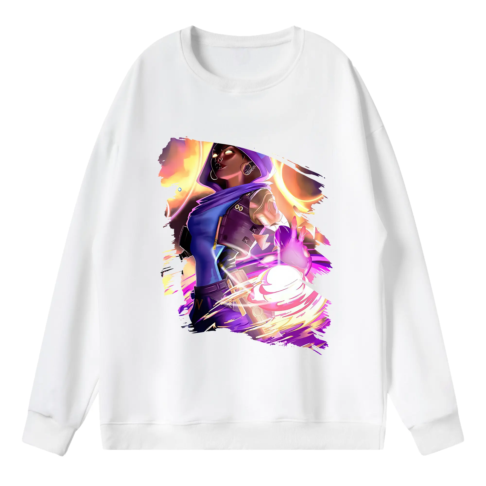 VALORANT グッズ,アストラ - 薄手 クルーネック スウェット 裏毛260g · ポリエステル 春秋向け カジュアル 男女兼用 · トレーナー デイリー スポーツ 散歩に最適