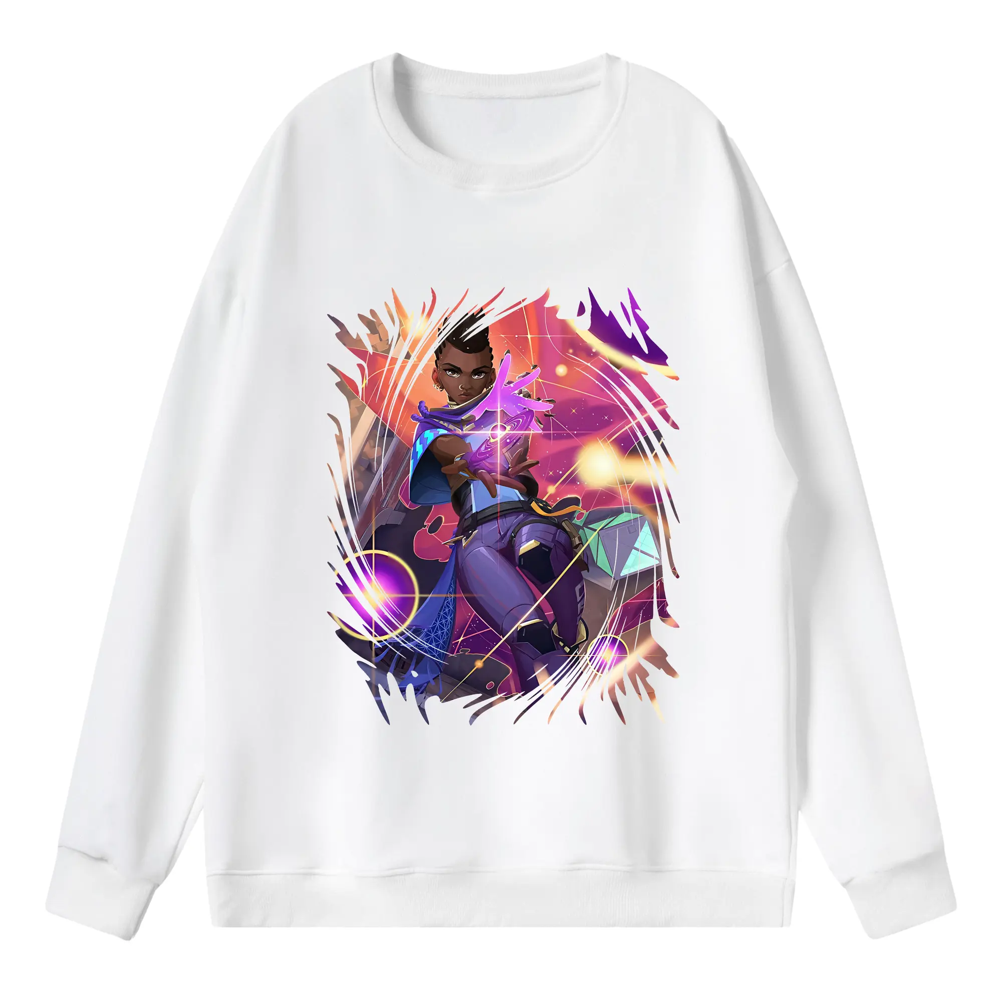 VALORANT グッズ,アストラ - 薄手 クルーネック スウェット 裏毛260g · ポリエステル 春秋向け カジュアル 男女兼用 · トレーナー デイリー スポーツ 散歩に最適