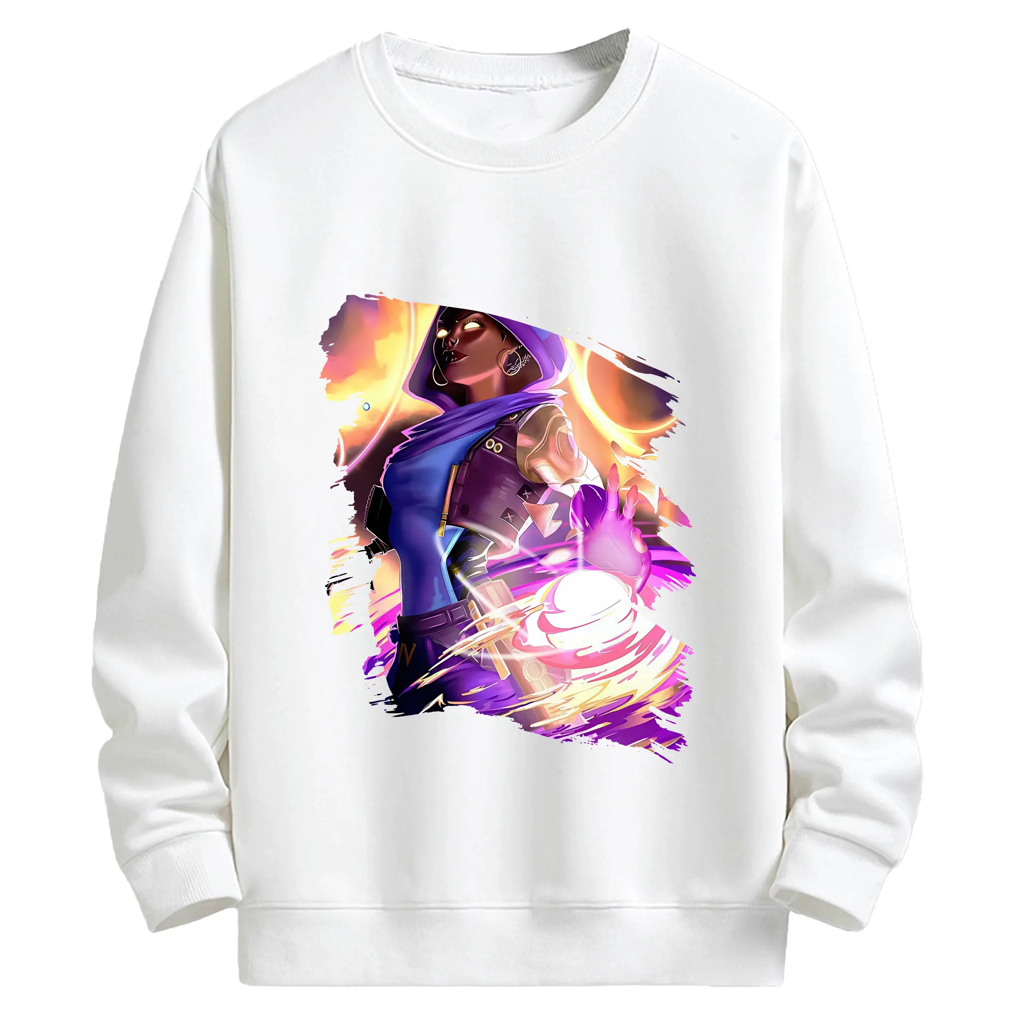 VALORANT グッズ,アストラ - キッズ クルーネックスウェットシャツ ・ フロントプリント ・ 綿80％ ポリエステル20％ ・ 快適 通学 スポーツ 日常使い お散歩用