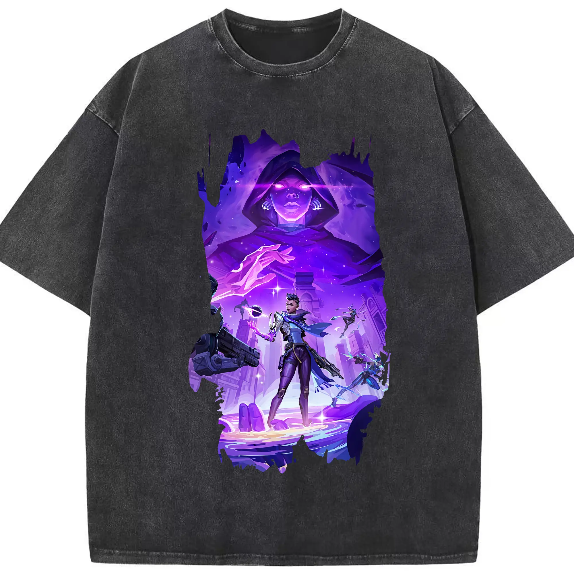 VALORANT グッズ,アストラ - 綿100％ ヴィンテージ風 半袖Tシャツ ・ フロントプリント ・ 柔らか肌触り ・ 通気性 快適 ・ スポーツ カジュアル 外出用