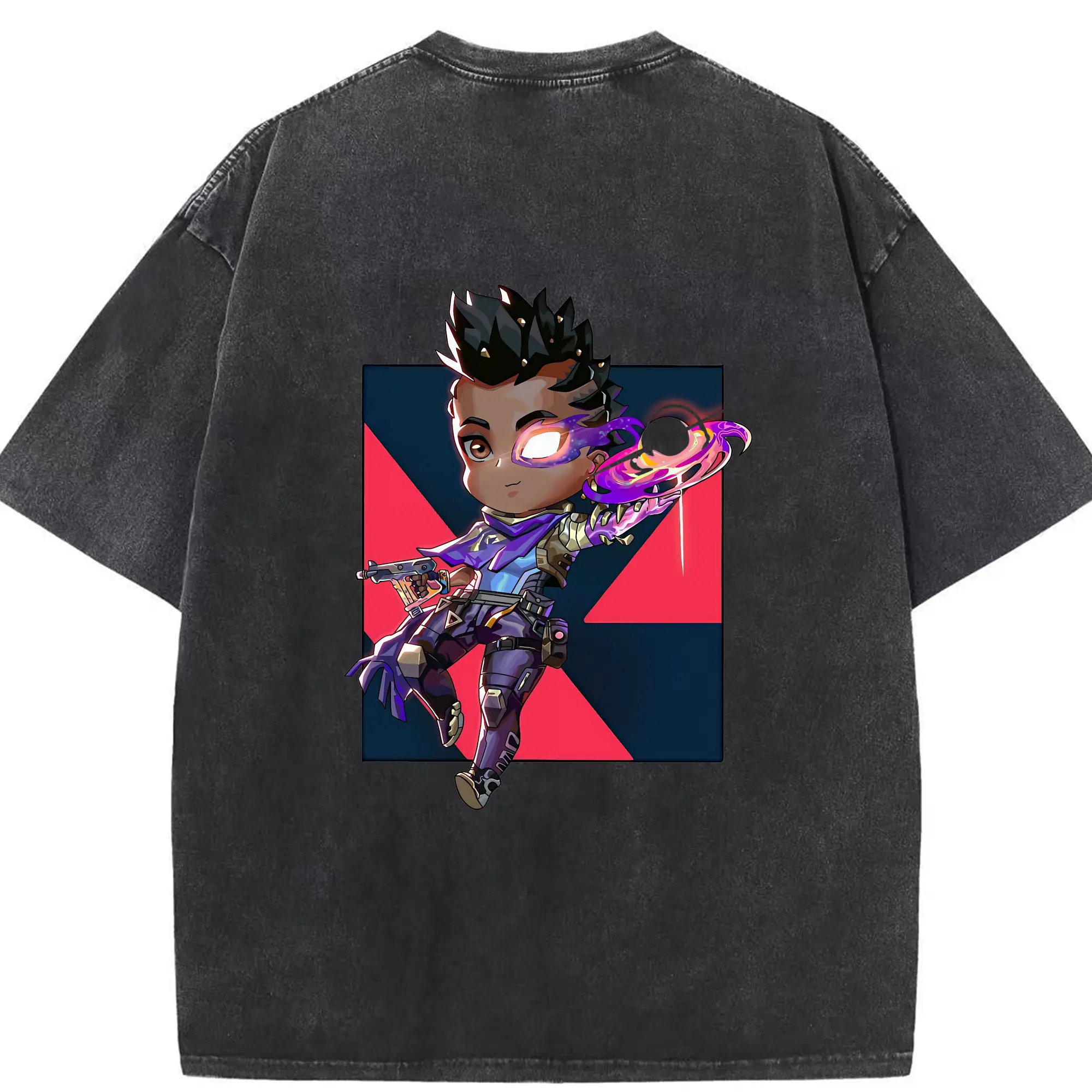 VALORANT グッズ,アストラ - 綿100％ ヴィンテージ風 半袖Tシャツ ・ 背面プリント ・ 柔らか肌触り ・ 通気性 快適 ・ スポーツ カジュアル 外出用