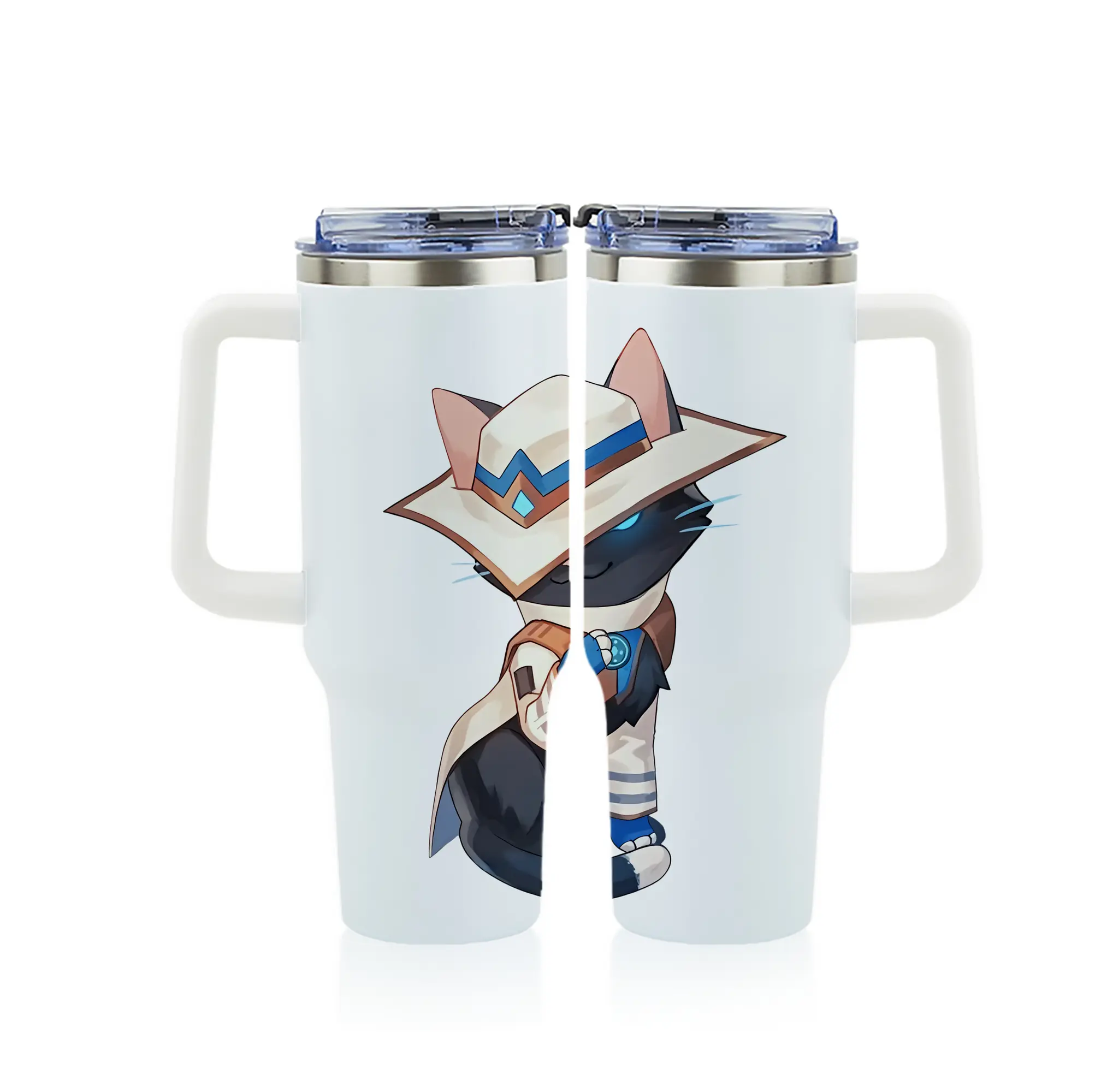 VALORANT グッズ,サイファー - 1200mL フルプリント車用タンブラー ・ 304ステンレス 内側 ・ 201ステンレス 外側 ・ 保温 保冷 ・ 通勤 ドライブ アウトドア用