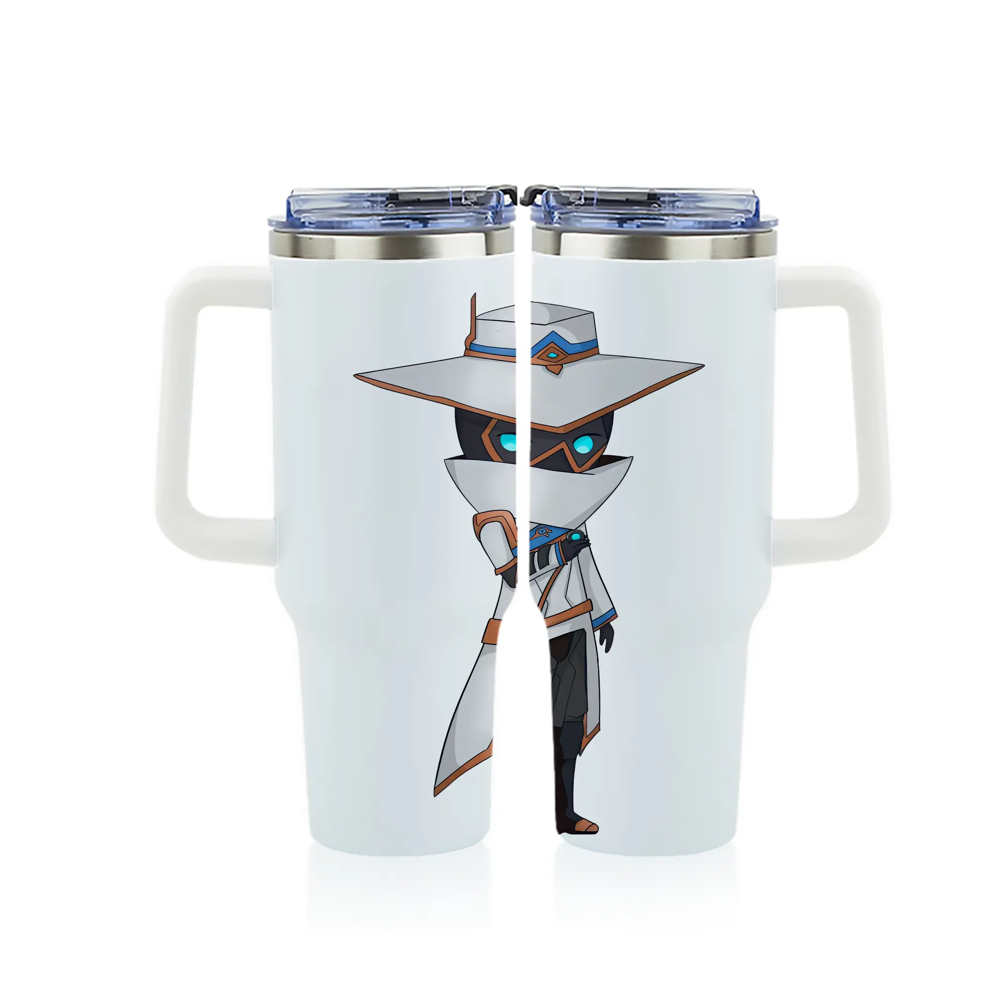 VALORANT グッズ,サイファー - 1200mL フルプリント車用タンブラー ・ 304ステンレス 内側 ・ 201ステンレス 外側 ・ 保温 保冷 ・ 通勤 ドライブ アウトドア用