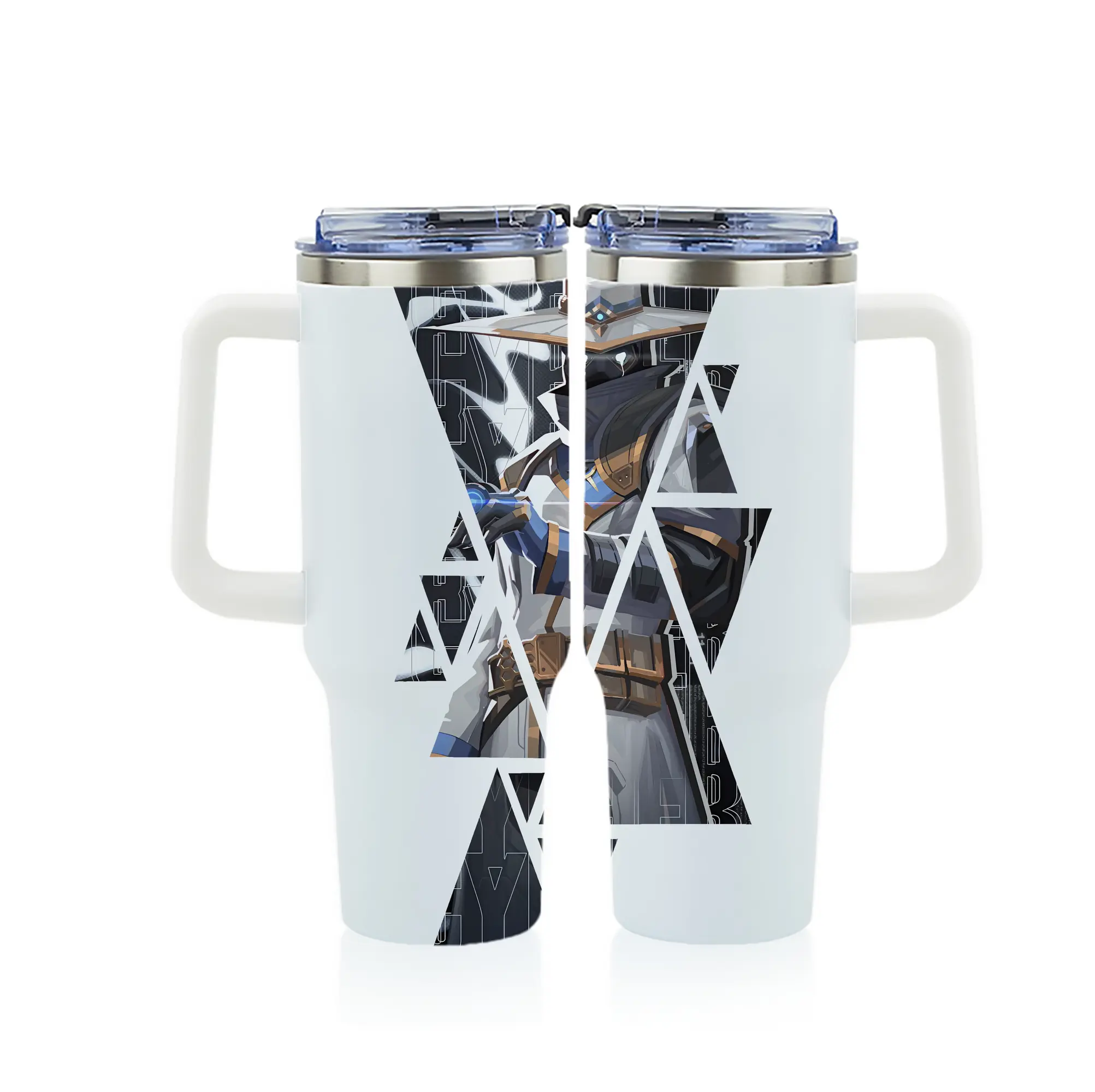 VALORANT グッズ,サイファー - 1200mL フルプリント車用タンブラー ・ 304ステンレス 内側 ・ 201ステンレス 外側 ・ 保温 保冷 ・ 通勤 ドライブ アウトドア用