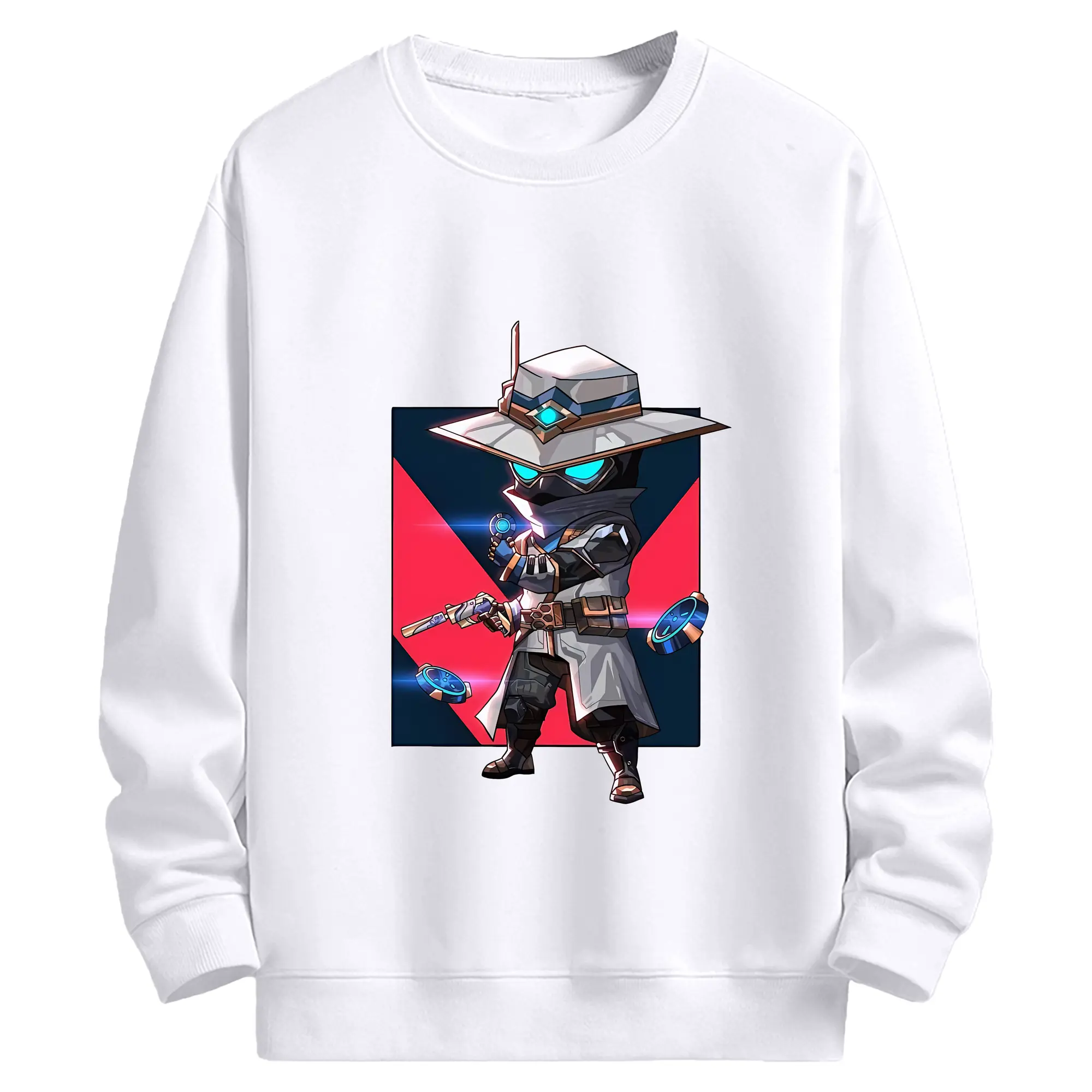 VALORANT グッズ,サイファー - 高品質 クルーネック スウェット ・ コットン59％ ポリエステル41％ ・ ユニセックス 長袖 トレーナー ・ カジュアル デイリー スポーツ 散歩用