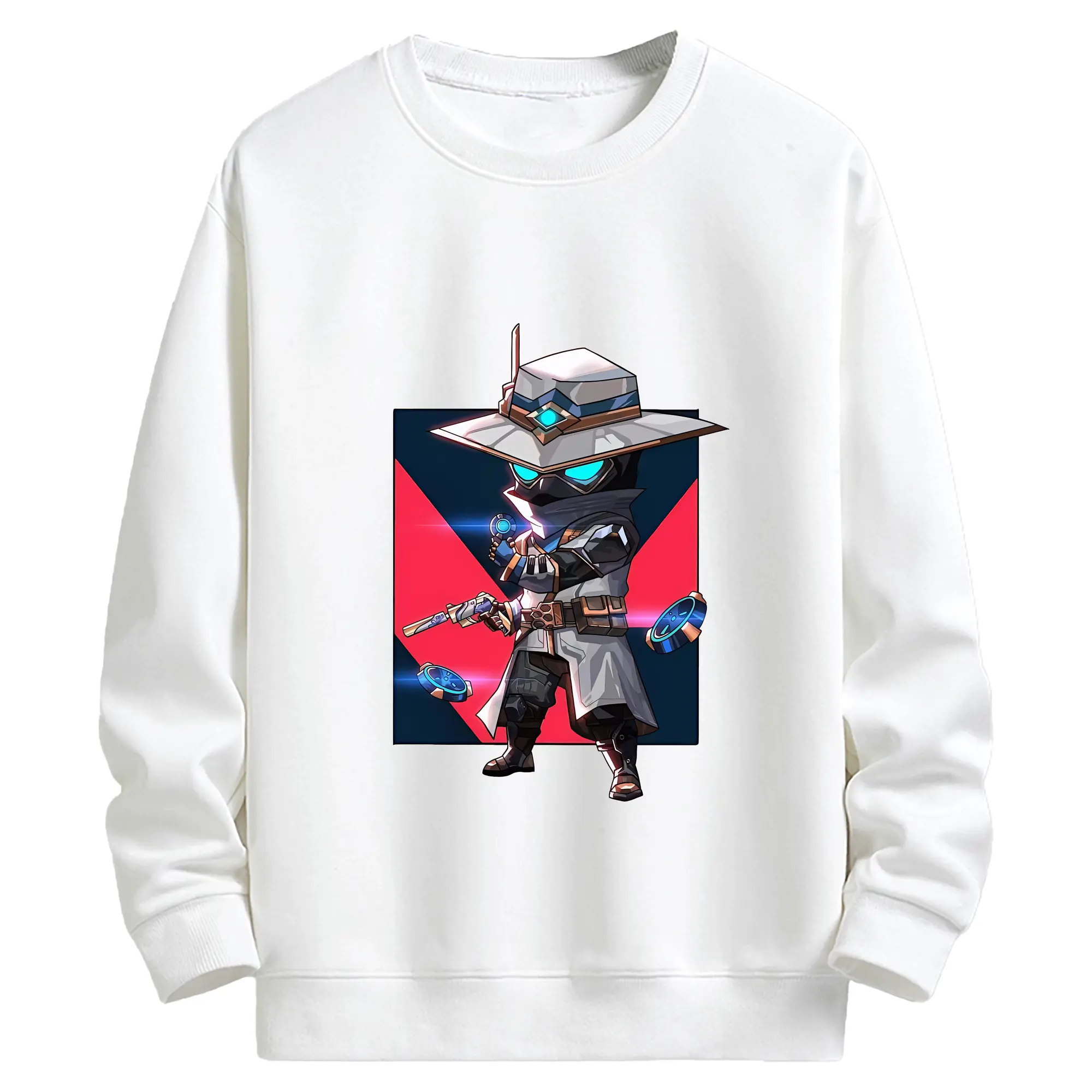 VALORANT グッズ,サイファー - キッズ クルーネックスウェットシャツ ・ フロントプリント ・ 綿80％ ポリエステル20％ ・ 快適 通学 スポーツ 日常使い お散歩用