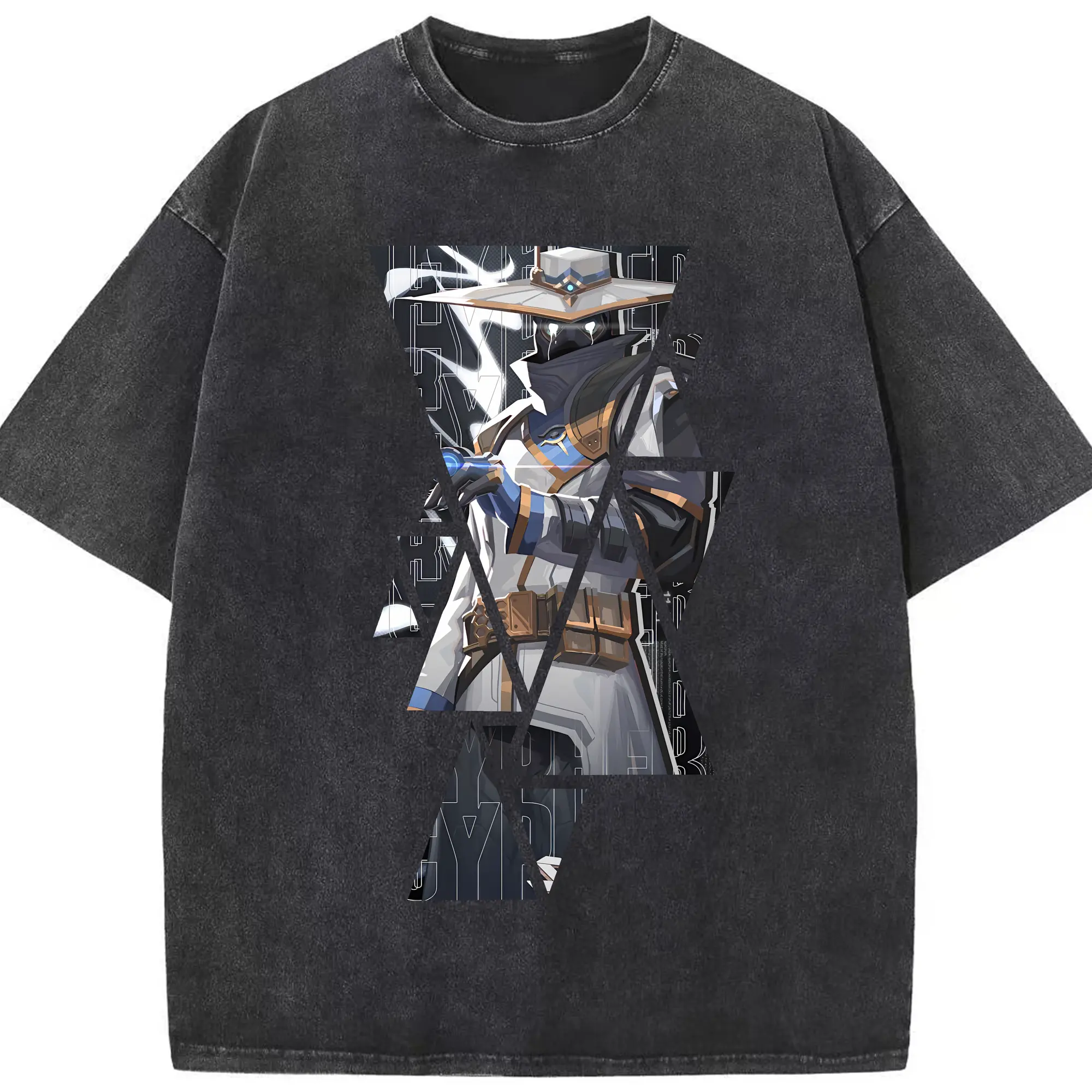 VALORANT グッズ,サイファー - 綿100％ ヴィンテージ風 半袖Tシャツ ・ フロントプリント ・ 柔らか肌触り ・ 通気性 快適 ・ スポーツ カジュアル 外出用