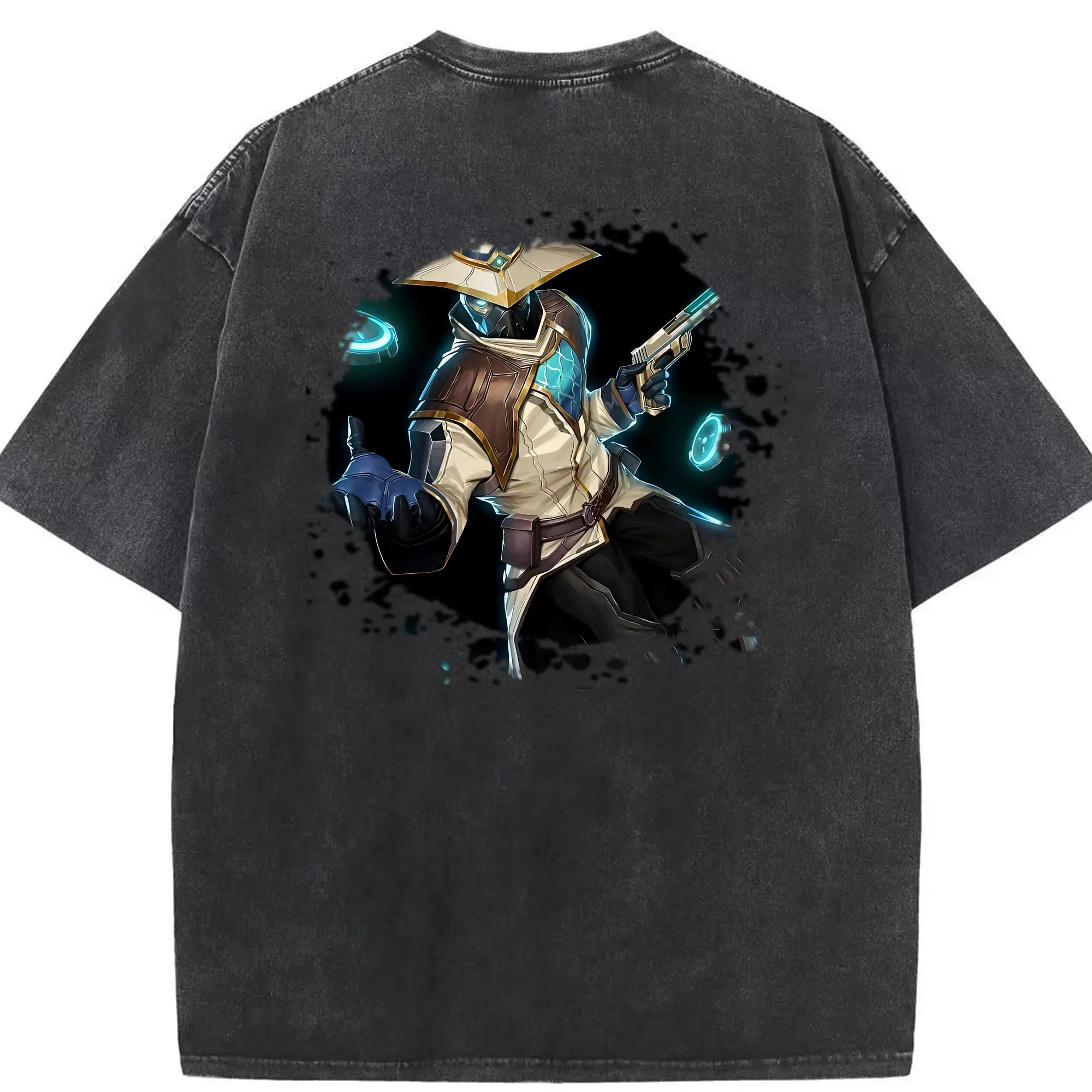 VALORANT グッズ,サイファー - 綿100％ ヴィンテージ風 半袖Tシャツ ・ 背面プリント ・ 柔らか肌触り ・ 通気性 快適 ・ スポーツ カジュアル 外出用