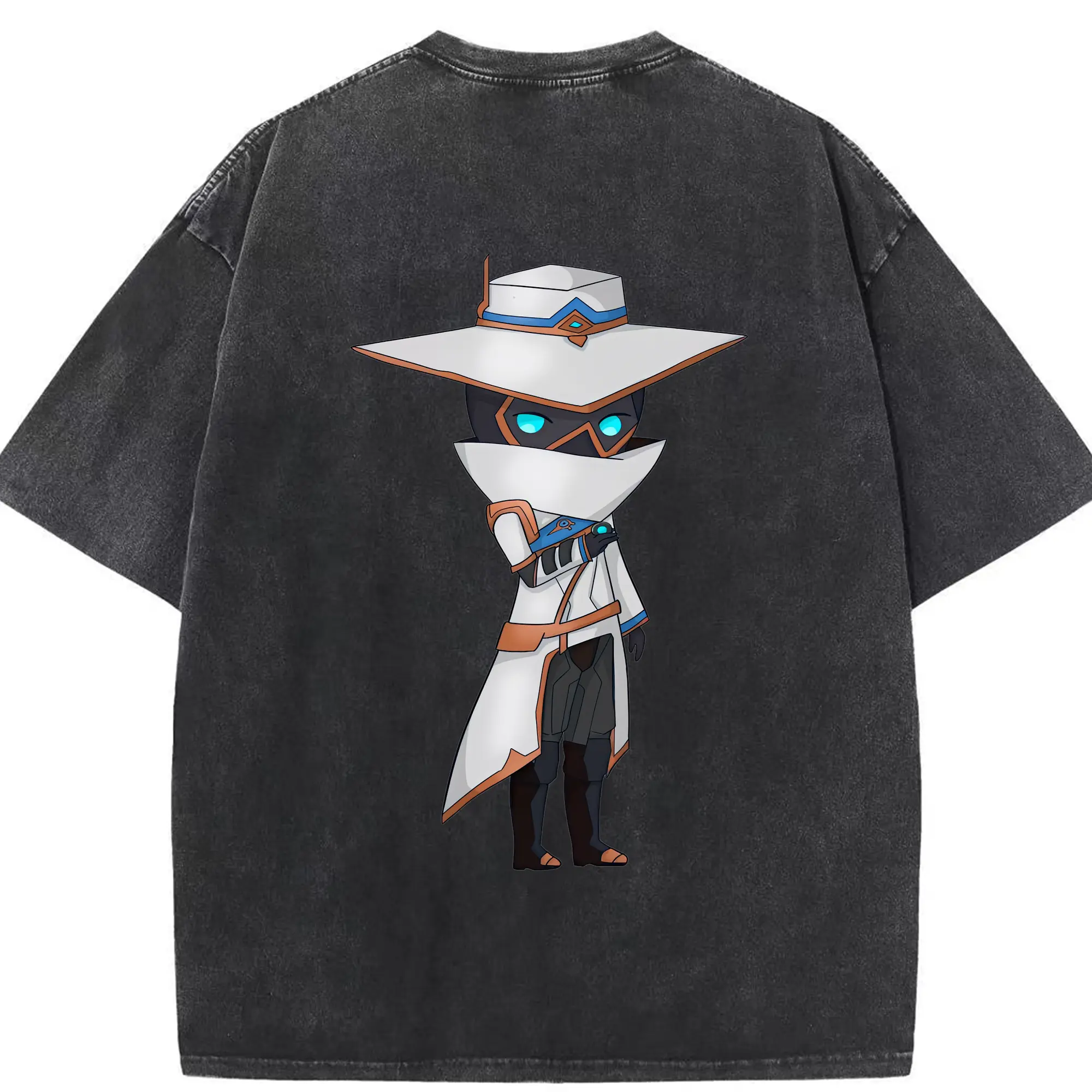 VALORANT グッズ,サイファー - 綿100％ ヴィンテージ風 半袖Tシャツ ・ 背面プリント ・ 柔らか肌触り ・ 通気性 快適 ・ スポーツ カジュアル 外出用