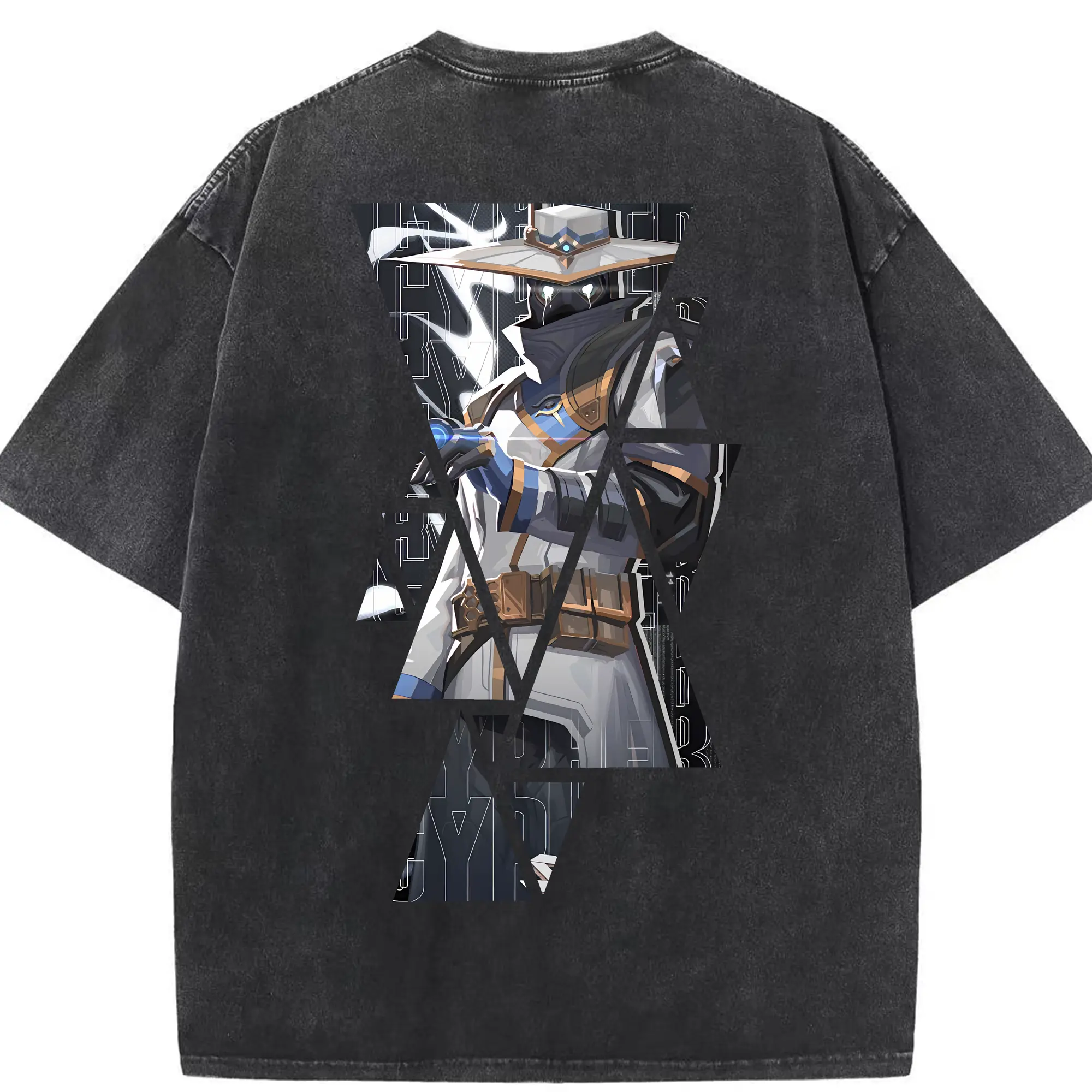VALORANT グッズ,サイファー - 綿100％ ヴィンテージ風 半袖Tシャツ ・ 背面プリント ・ 柔らか肌触り ・ 通気性 快適 ・ スポーツ カジュアル 外出用
