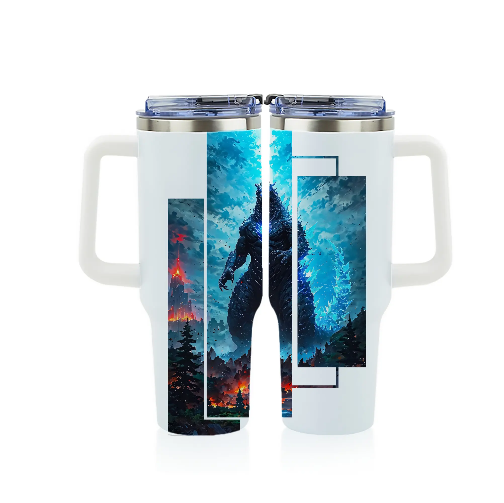 ゴジラ グッズ,ゴジラ - 1200mL フルプリント車用タンブラー ・ 304ステンレス 内側 ・ 201ステンレス 外側 ・ 保温 保冷 ・ 通勤 ドライブ アウトドア用