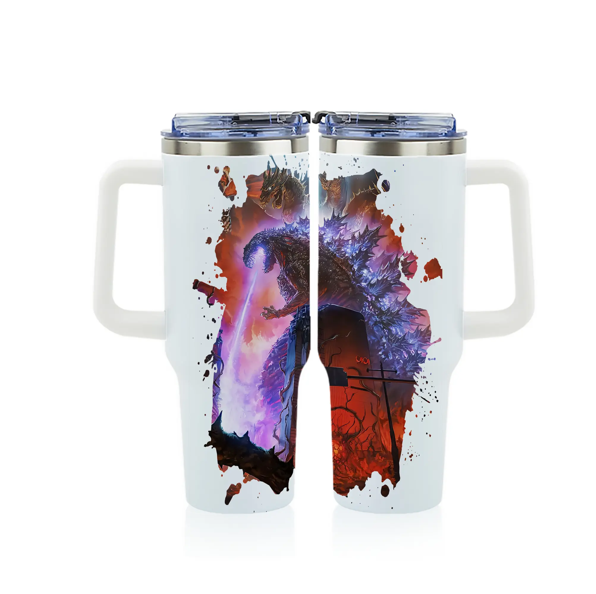 ゴジラ グッズ,ゴジラ - 1200mL フルプリント車用タンブラー ・ 304ステンレス 内側 ・ 201ステンレス 外側 ・ 保温 保冷 ・ 通勤 ドライブ アウトドア用