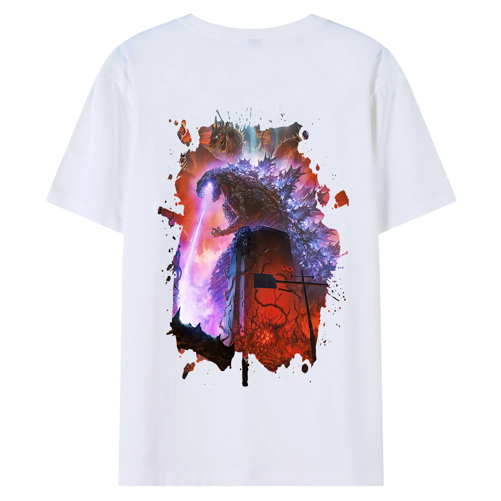 ゴジラ グッズ,ゴジラ - 綿100％ 半袖Tシャツ ・ バックプリント ・ 快適 通気性 ・ 日常使い 散歩 スポーツ用