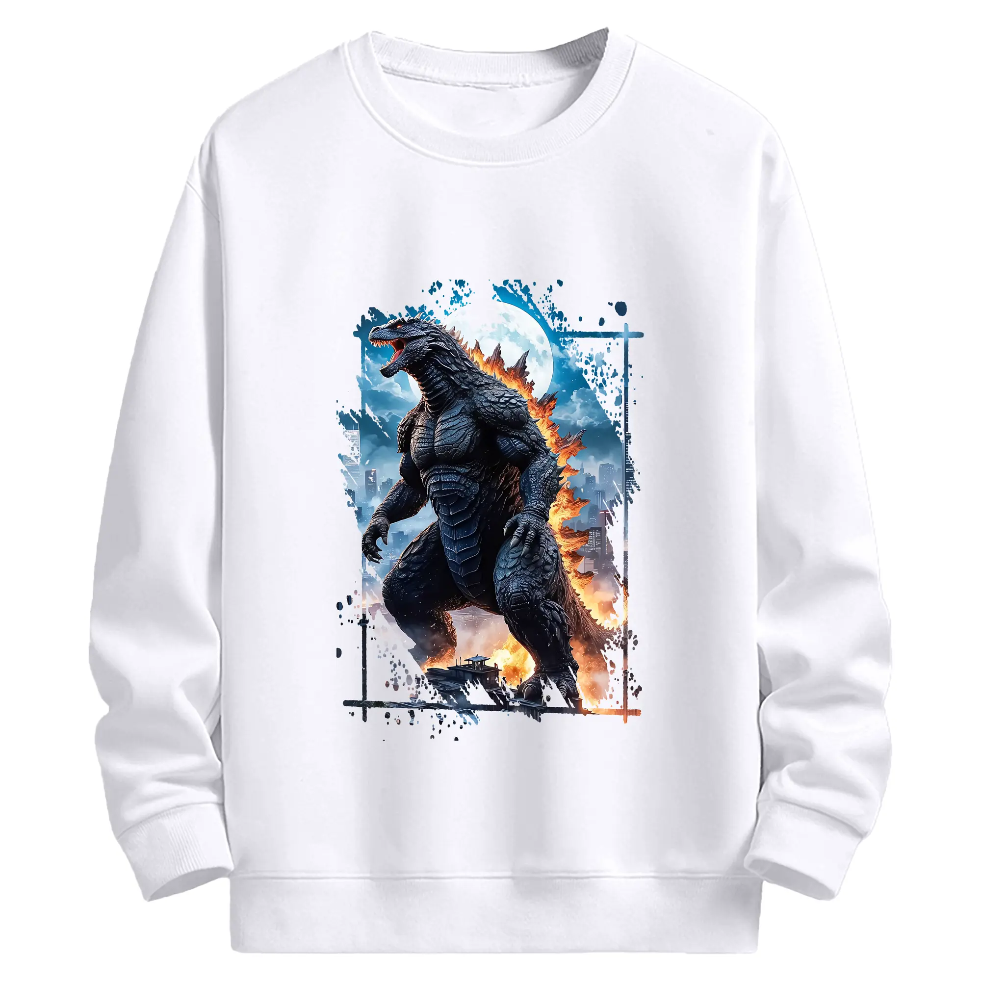 ゴジラ グッズ,ゴジラ - 高品質 クルーネック スウェット ・ コットン59％ ポリエステル41％ ・ ユニセックス 長袖 トレーナー ・ カジュアル デイリー スポーツ 散歩用