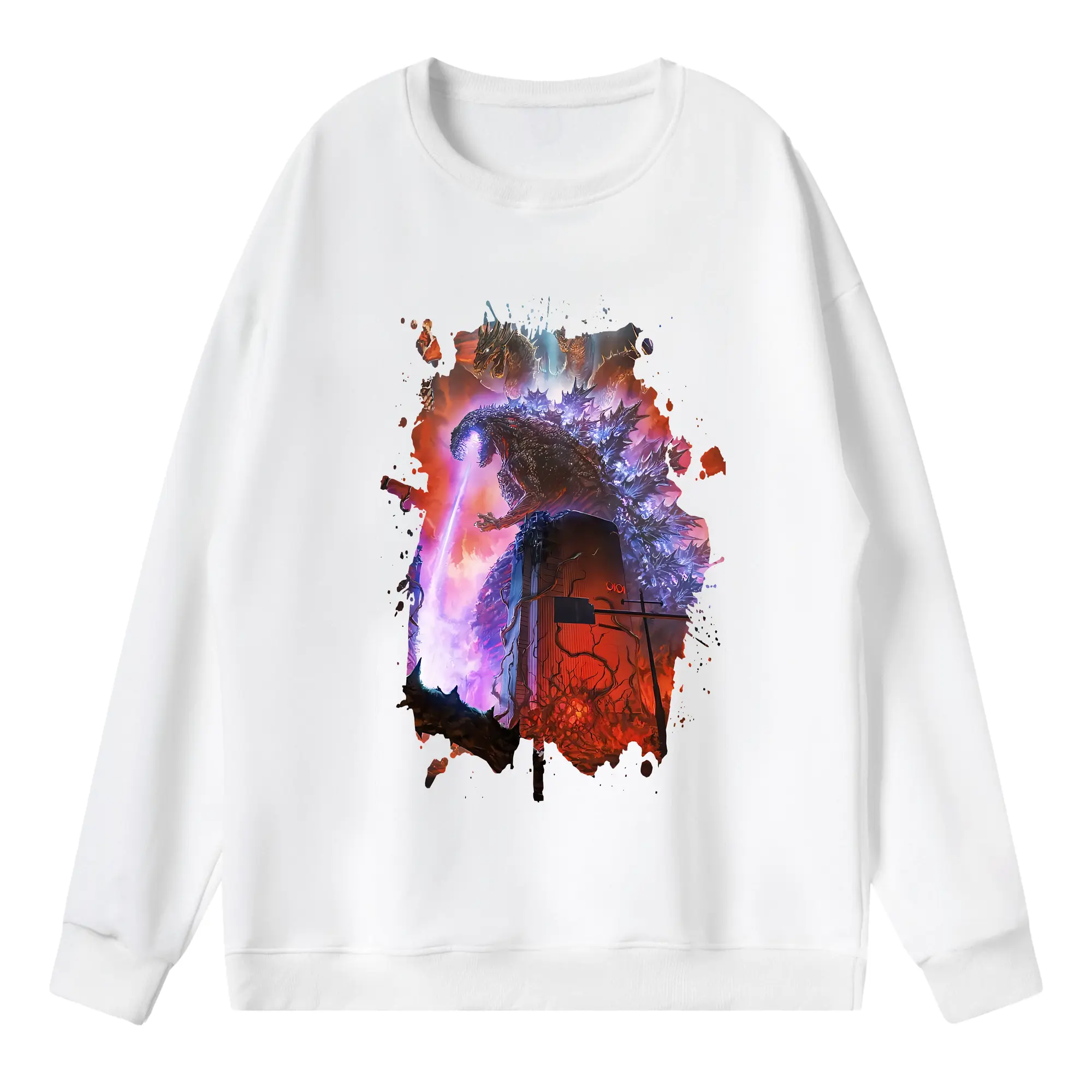 ゴジラ グッズ,ゴジラ - 薄手 クルーネック スウェット 裏毛260g · ポリエステル 春秋向け カジュアル 男女兼用 · トレーナー デイリー スポーツ 散歩に最適