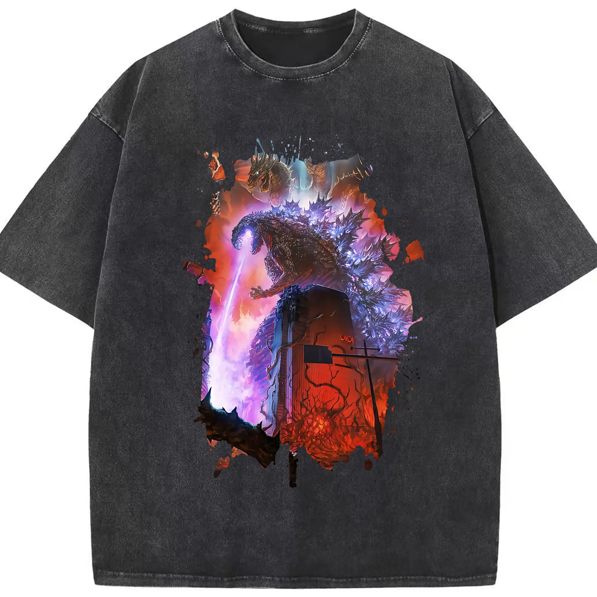 ゴジラ グッズ,ゴジラ - 綿100％ ヴィンテージ風 半袖Tシャツ ・ フロントプリント ・ 柔らか肌触り ・ 通気性 快適 ・ スポーツ カジュアル 外出用