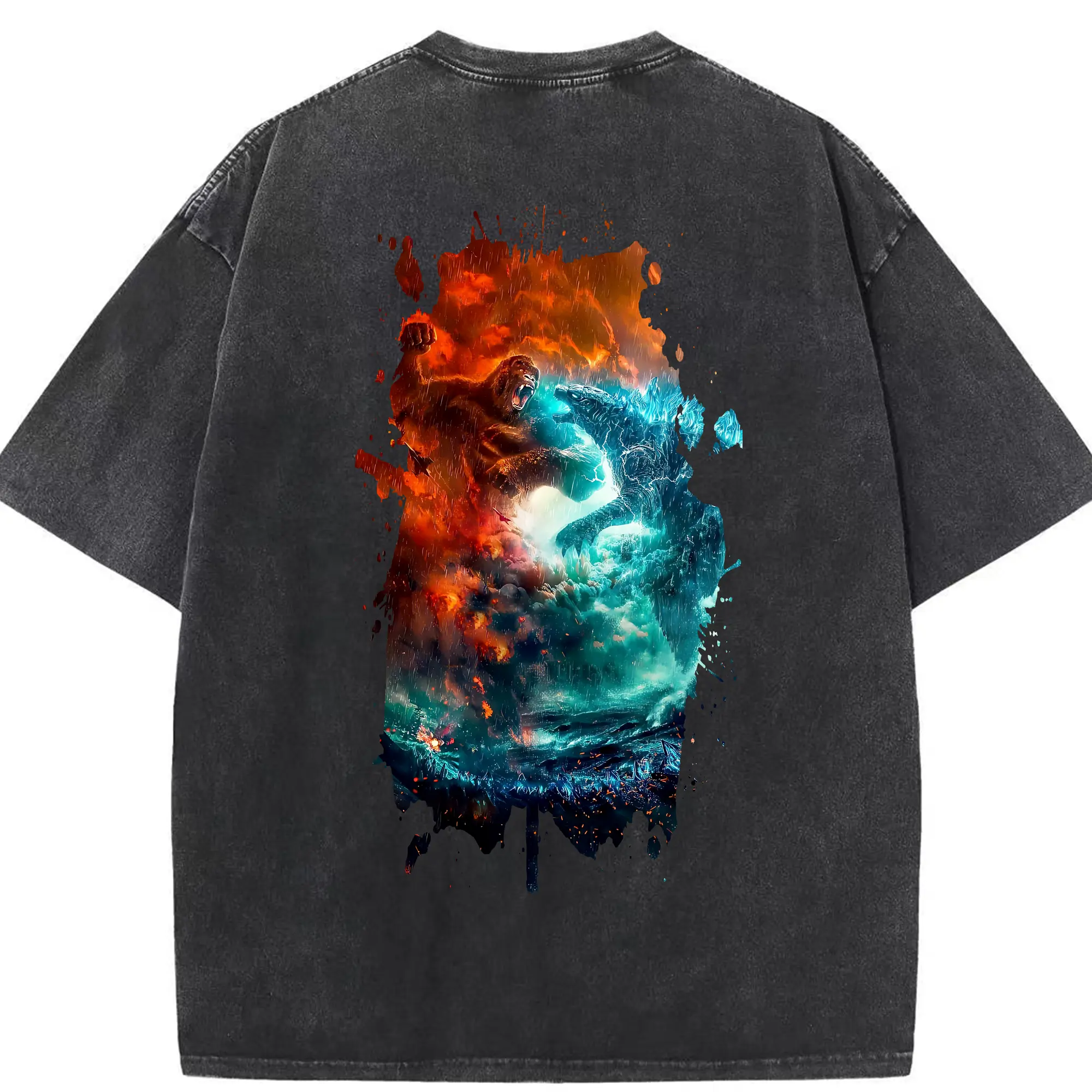 ゴジラ グッズ,ゴジラ - 綿100％ ヴィンテージ風 半袖Tシャツ ・ 背面プリント ・ 柔らか肌触り ・ 通気性 快適 ・ スポーツ カジュアル 外出用