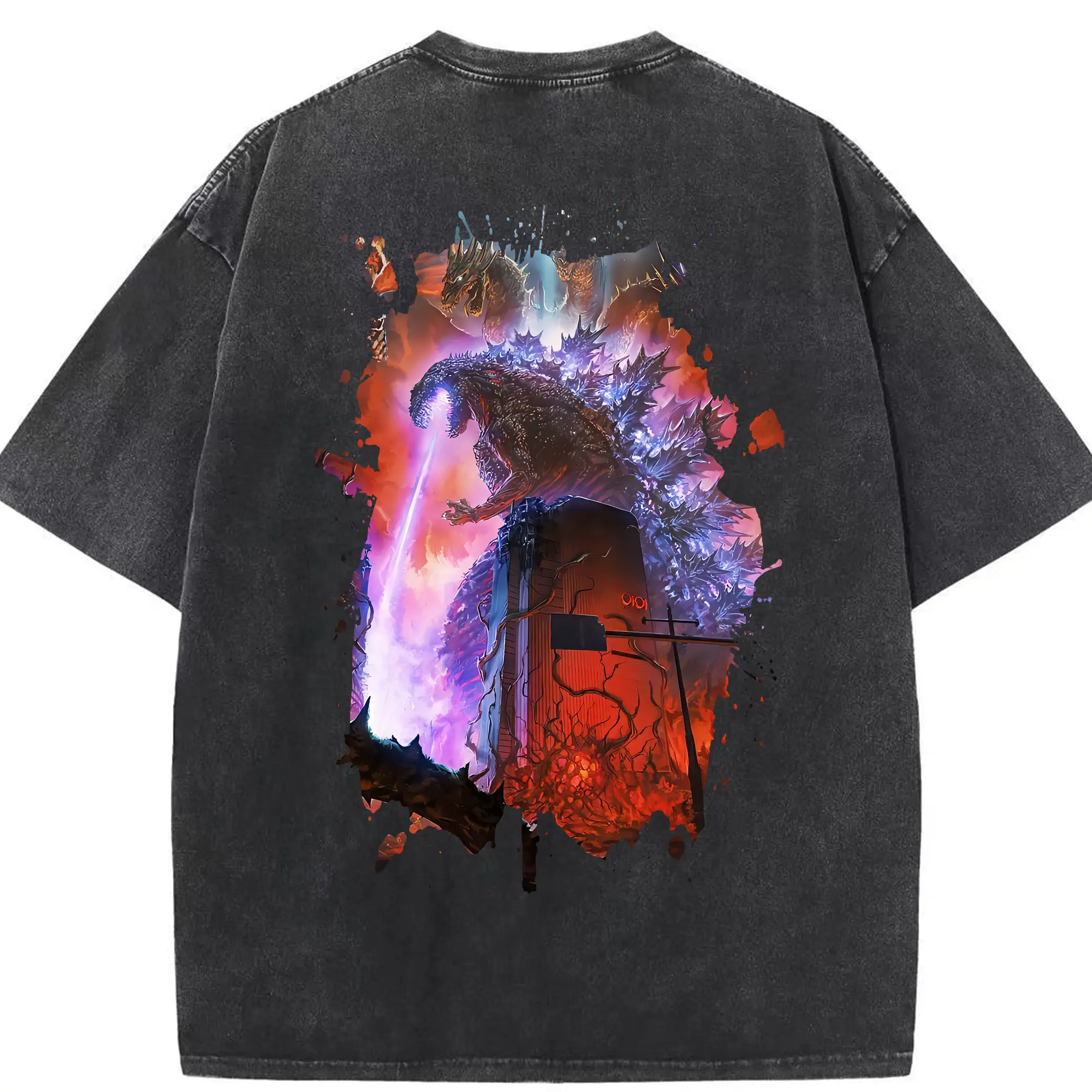 ゴジラ グッズ,ゴジラ - 綿100％ ヴィンテージ風 半袖Tシャツ ・ 背面プリント ・ 柔らか肌触り ・ 通気性 快適 ・ スポーツ カジュアル 外出用