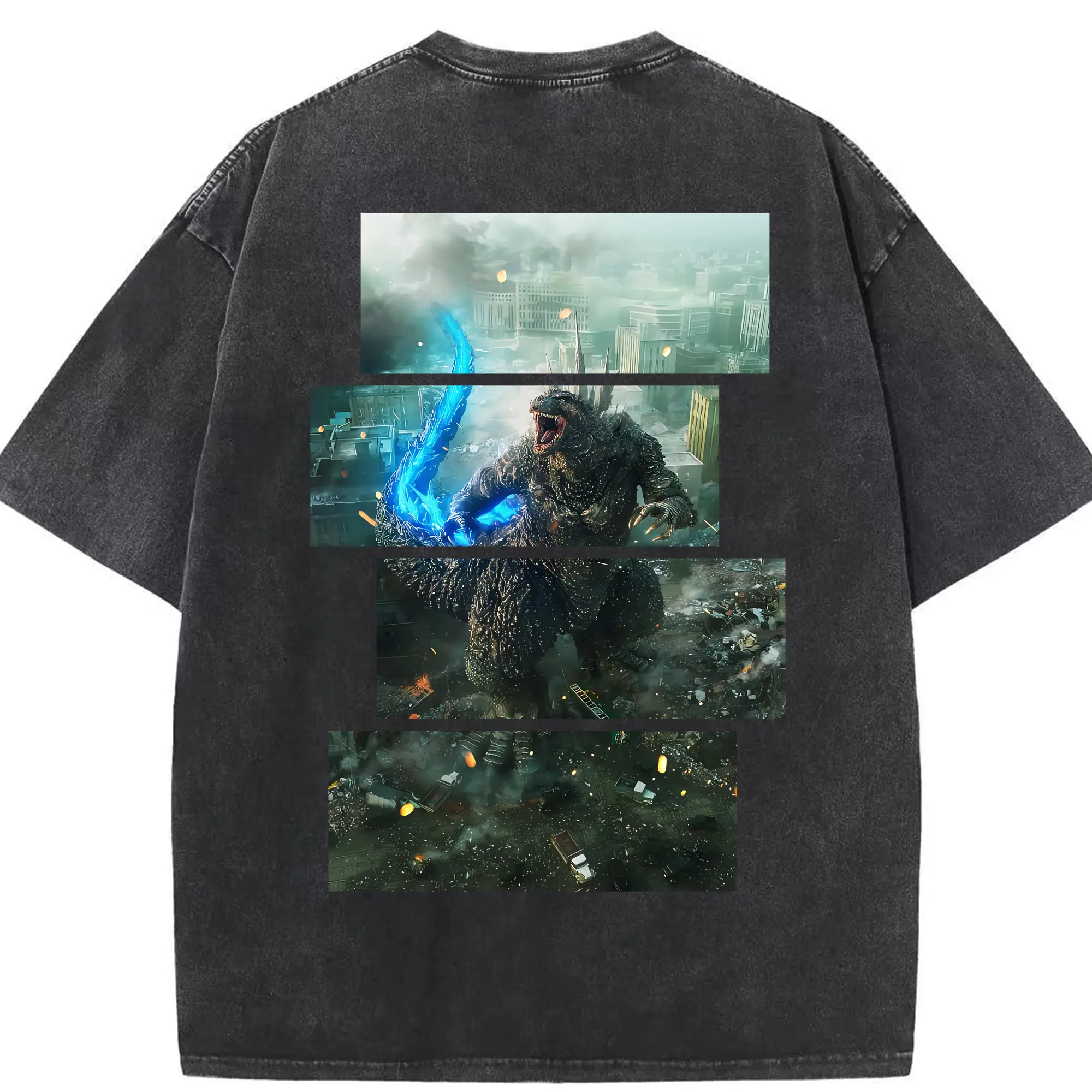 ゴジラ グッズ,ゴジラ - 綿100％ ヴィンテージ風 半袖Tシャツ ・ 背面プリント ・ 柔らか肌触り ・ 通気性 快適 ・ スポーツ カジュアル 外出用