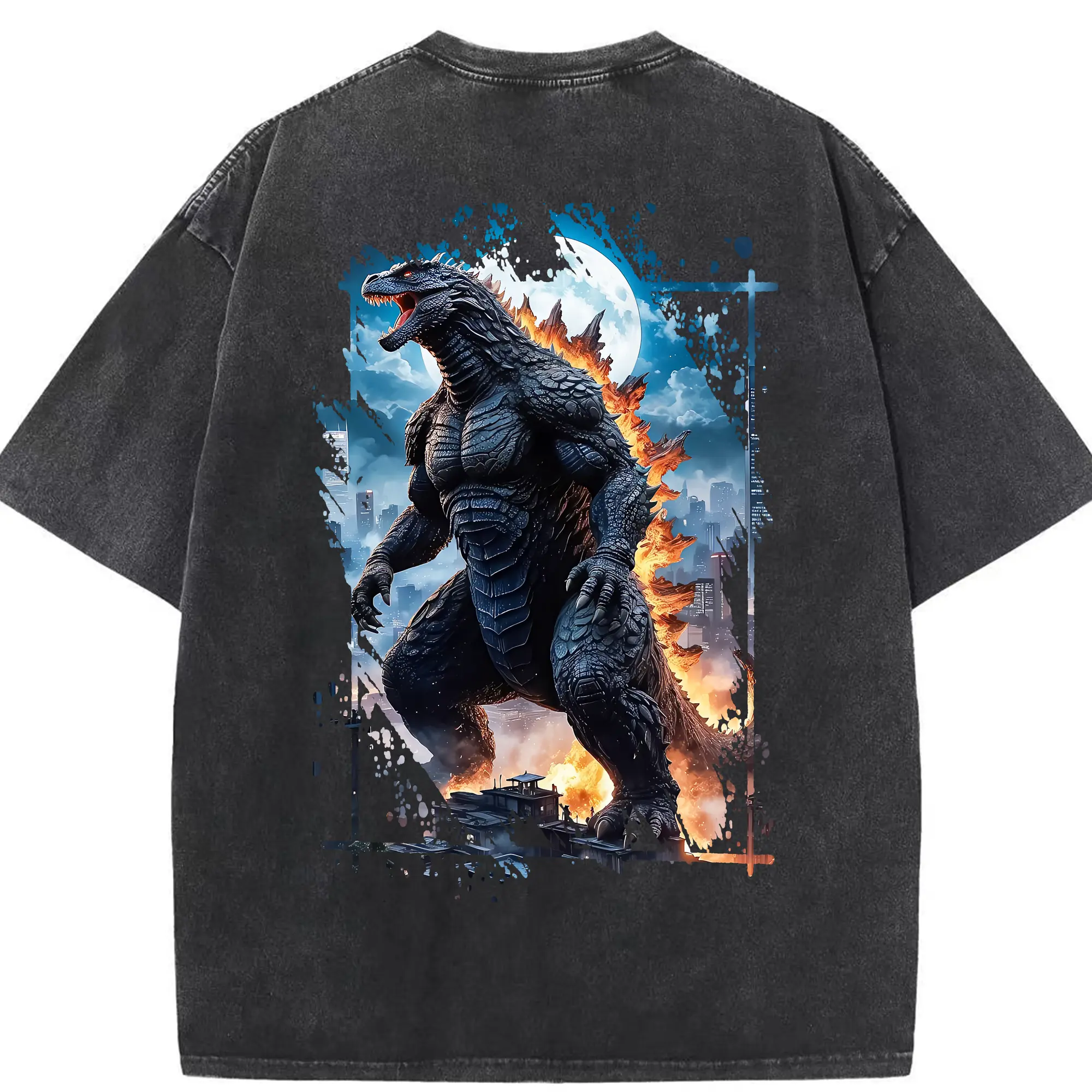 ゴジラ グッズ,ゴジラ - 綿100％ ヴィンテージ風 半袖Tシャツ ・ 背面プリント ・ 柔らか肌触り ・ 通気性 快適 ・ スポーツ カジュアル 外出用