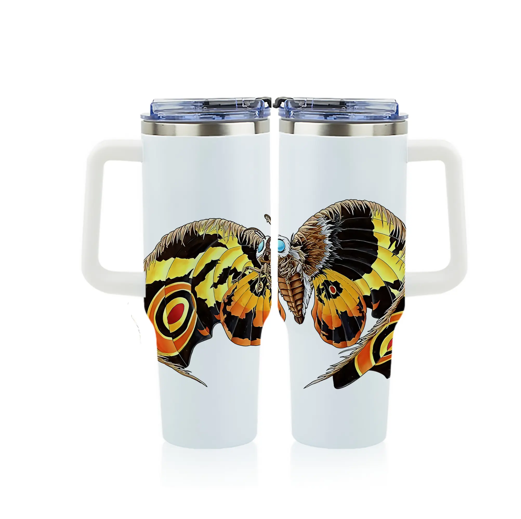 ゴジラ グッズ,モスラ - 1200mL フルプリント車用タンブラー ・ 304ステンレス 内側 ・ 201ステンレス 外側 ・ 保温 保冷 ・ 通勤 ドライブ アウトドア用