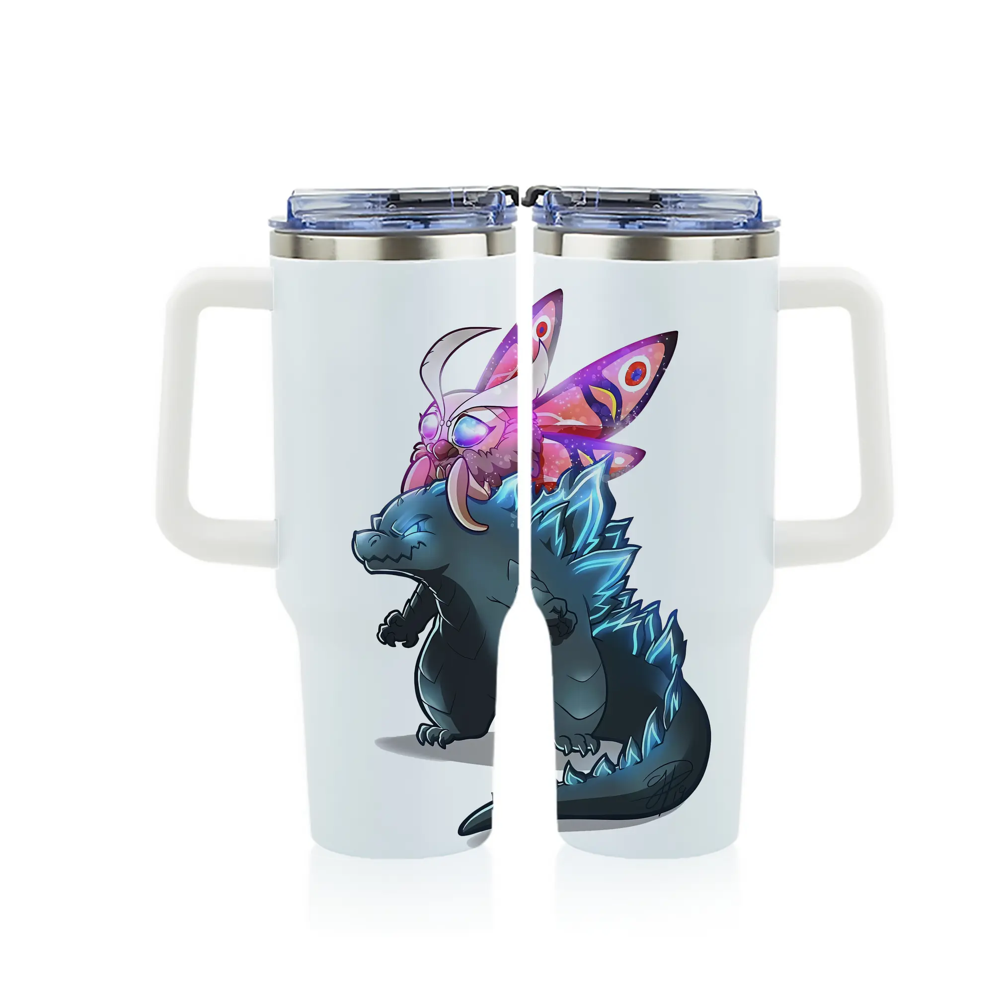 ゴジラ グッズ,モスラ - 1200mL フルプリント車用タンブラー ・ 304ステンレス 内側 ・ 201ステンレス 外側 ・ 保温 保冷 ・ 通勤 ドライブ アウトドア用