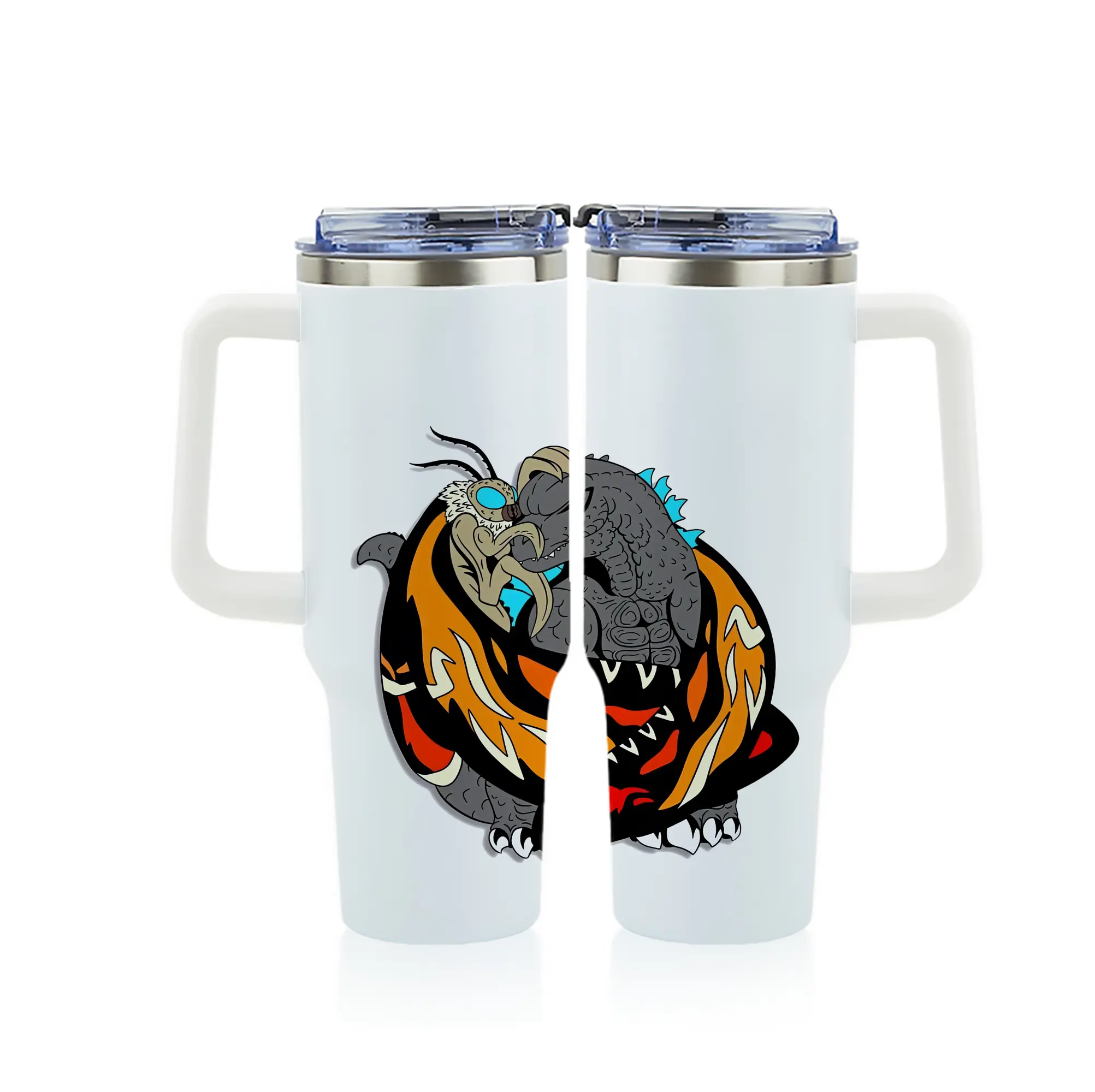 ゴジラ グッズ,モスラ - 1200mL フルプリント車用タンブラー ・ 304ステンレス 内側 ・ 201ステンレス 外側 ・ 保温 保冷 ・ 通勤 ドライブ アウトドア用