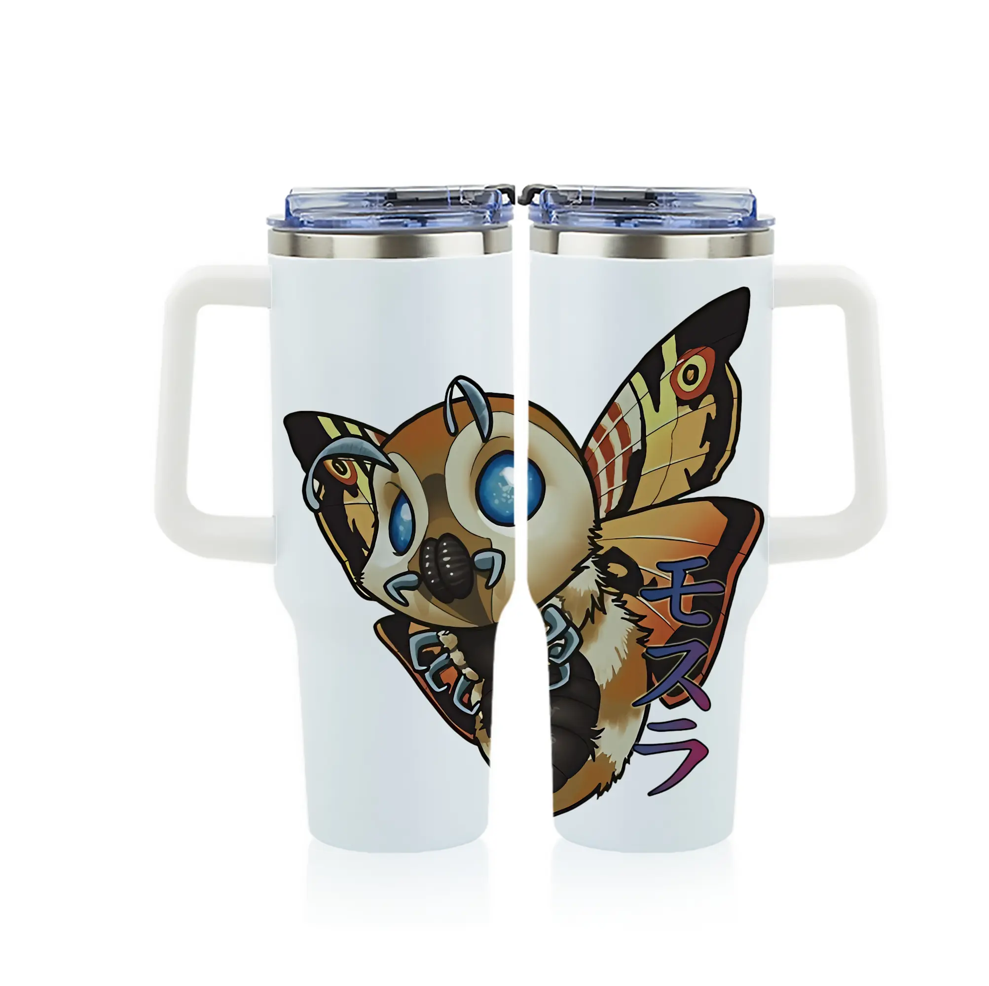 ゴジラ グッズ,モスラ - 1200mL フルプリント車用タンブラー ・ 304ステンレス 内側 ・ 201ステンレス 外側 ・ 保温 保冷 ・ 通勤 ドライブ アウトドア用