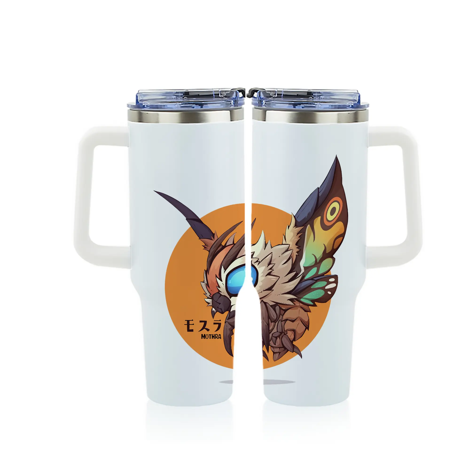ゴジラ グッズ,モスラ - 1200mL フルプリント車用タンブラー ・ 304ステンレス 内側 ・ 201ステンレス 外側 ・ 保温 保冷 ・ 通勤 ドライブ アウトドア用