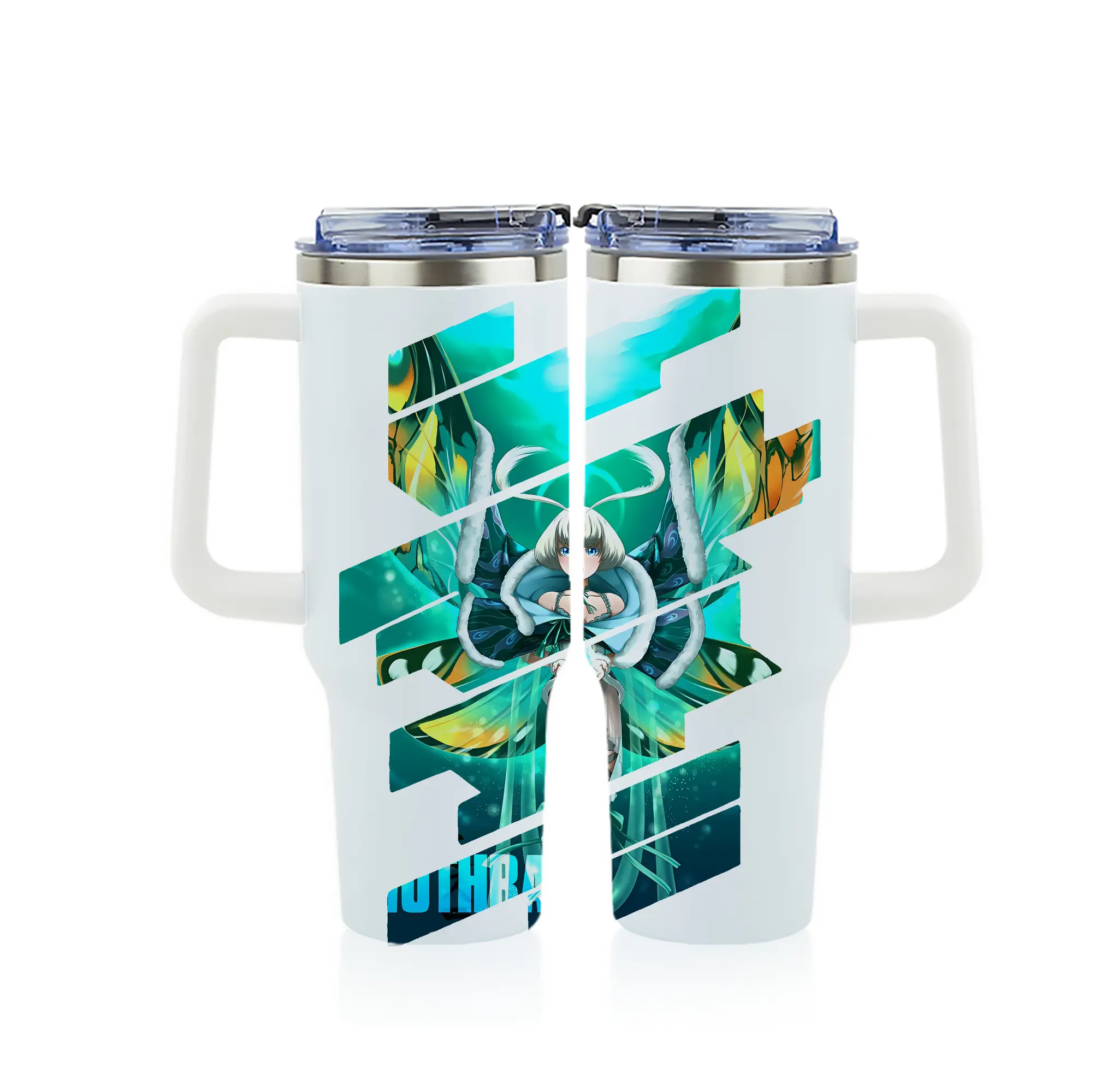 ゴジラ グッズ,モスラ - 1200mL フルプリント車用タンブラー ・ 304ステンレス 内側 ・ 201ステンレス 外側 ・ 保温 保冷 ・ 通勤 ドライブ アウトドア用