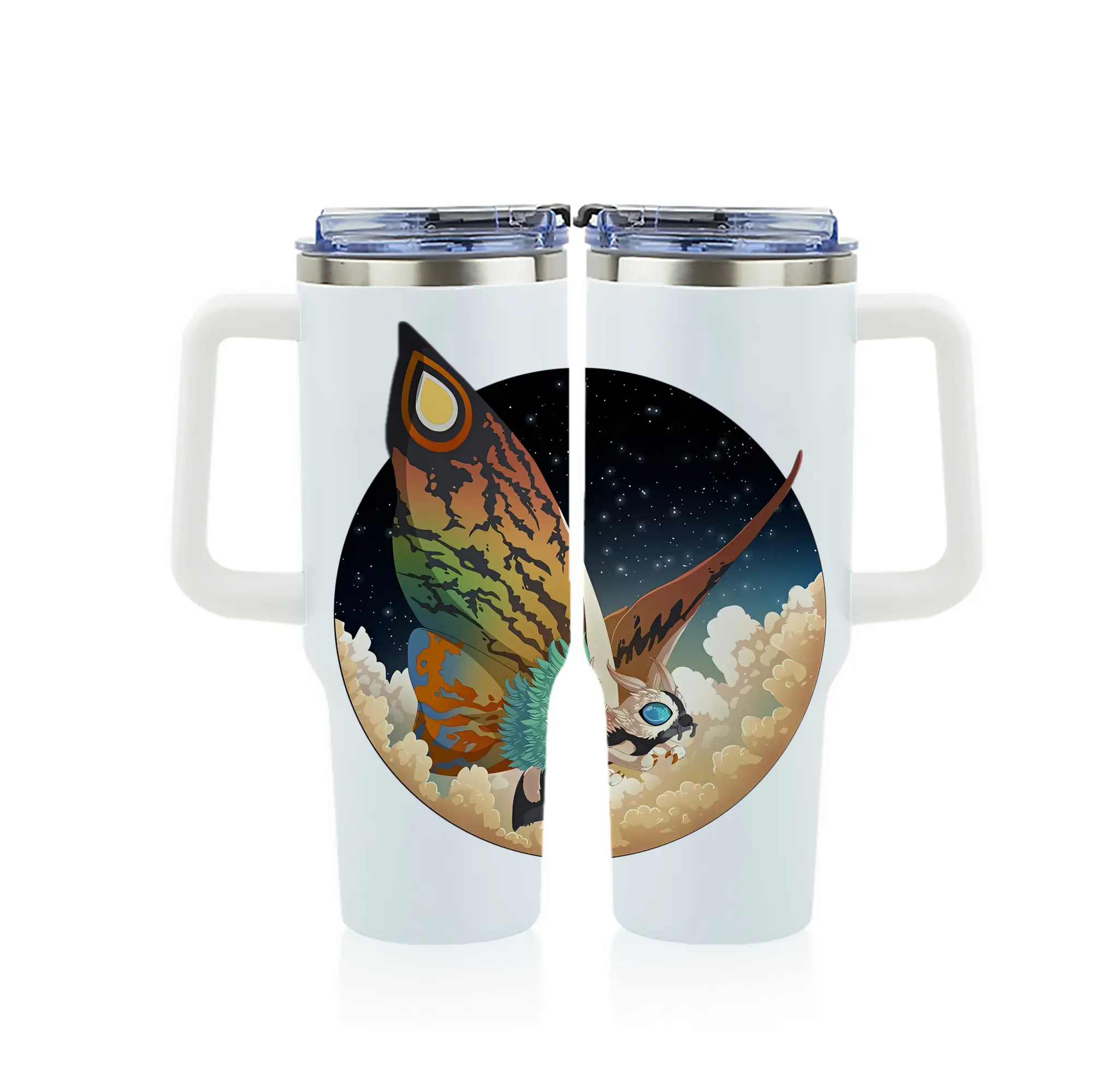 ゴジラ グッズ,モスラ - 1200mL フルプリント車用タンブラー ・ 304ステンレス 内側 ・ 201ステンレス 外側 ・ 保温 保冷 ・ 通勤 ドライブ アウトドア用