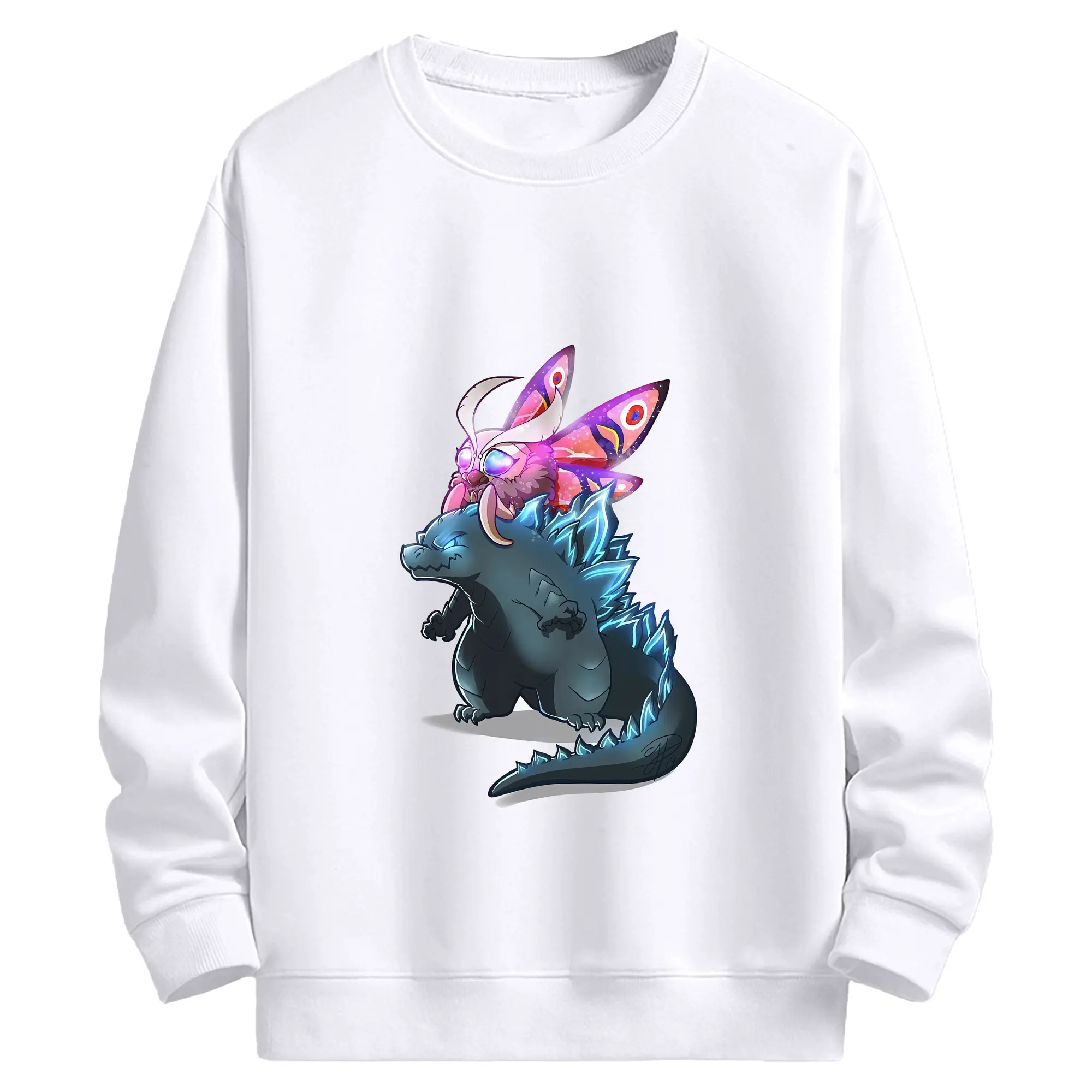 ゴジラ グッズ,モスラ - 高品質 クルーネック スウェット ・ コットン59％ ポリエステル41％ ・ ユニセックス 長袖 トレーナー ・ カジュアル デイリー スポーツ 散歩用