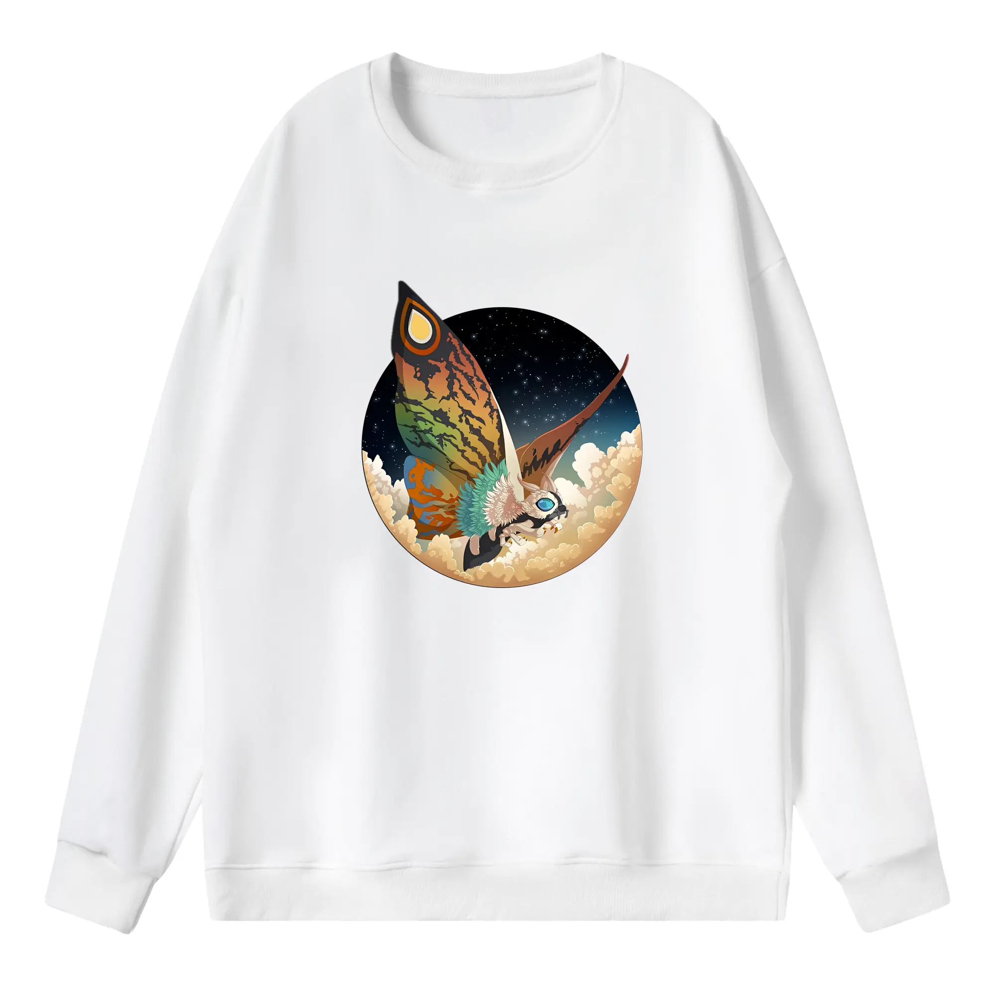 ゴジラ グッズ,モスラ - 薄手 クルーネック スウェット 裏毛260g · ポリエステル 春秋向け カジュアル 男女兼用 · トレーナー デイリー スポーツ 散歩に最適