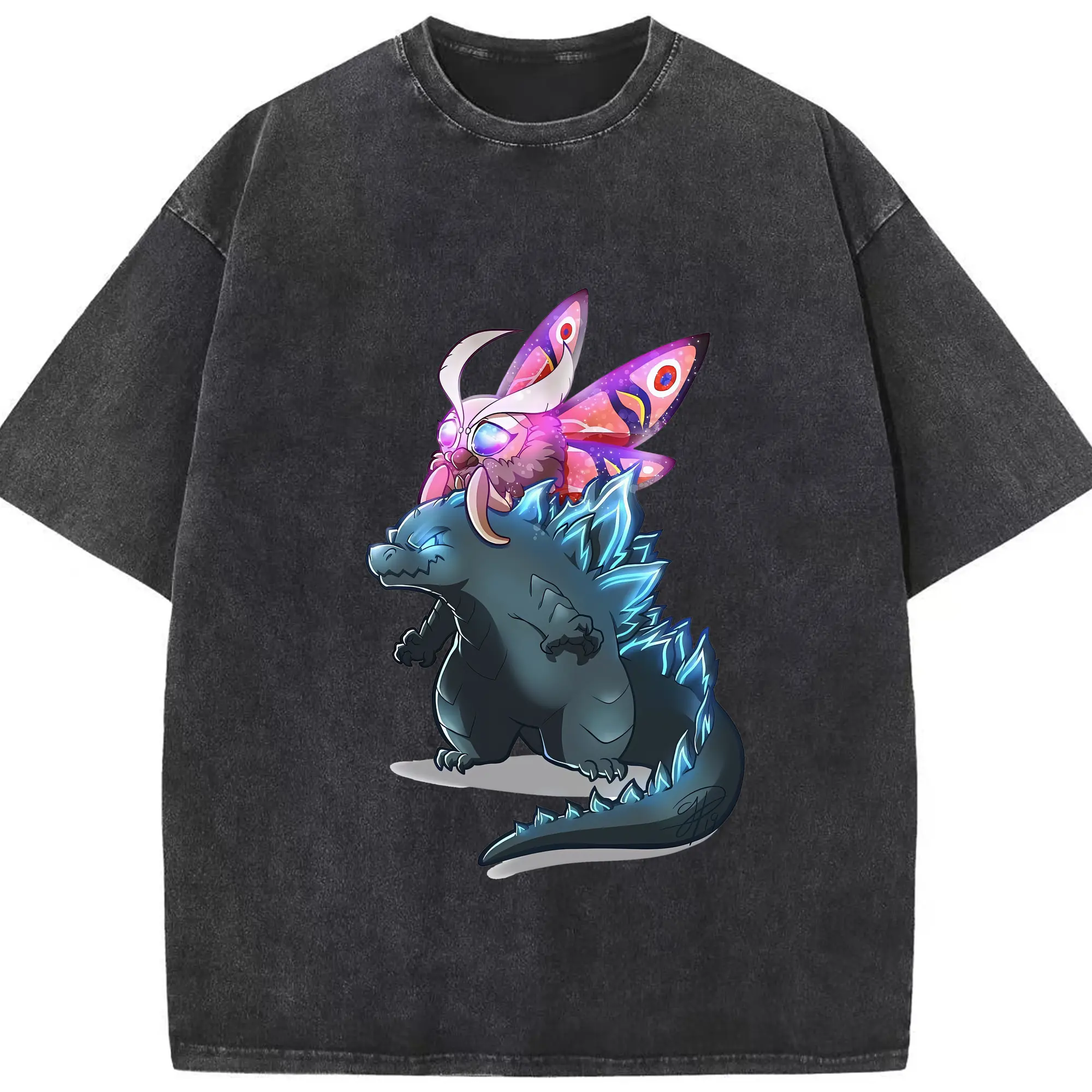 ゴジラ グッズ,モスラ - 綿100％ ヴィンテージ風 半袖Tシャツ ・ フロントプリント ・ 柔らか肌触り ・ 通気性 快適 ・ スポーツ カジュアル 外出用