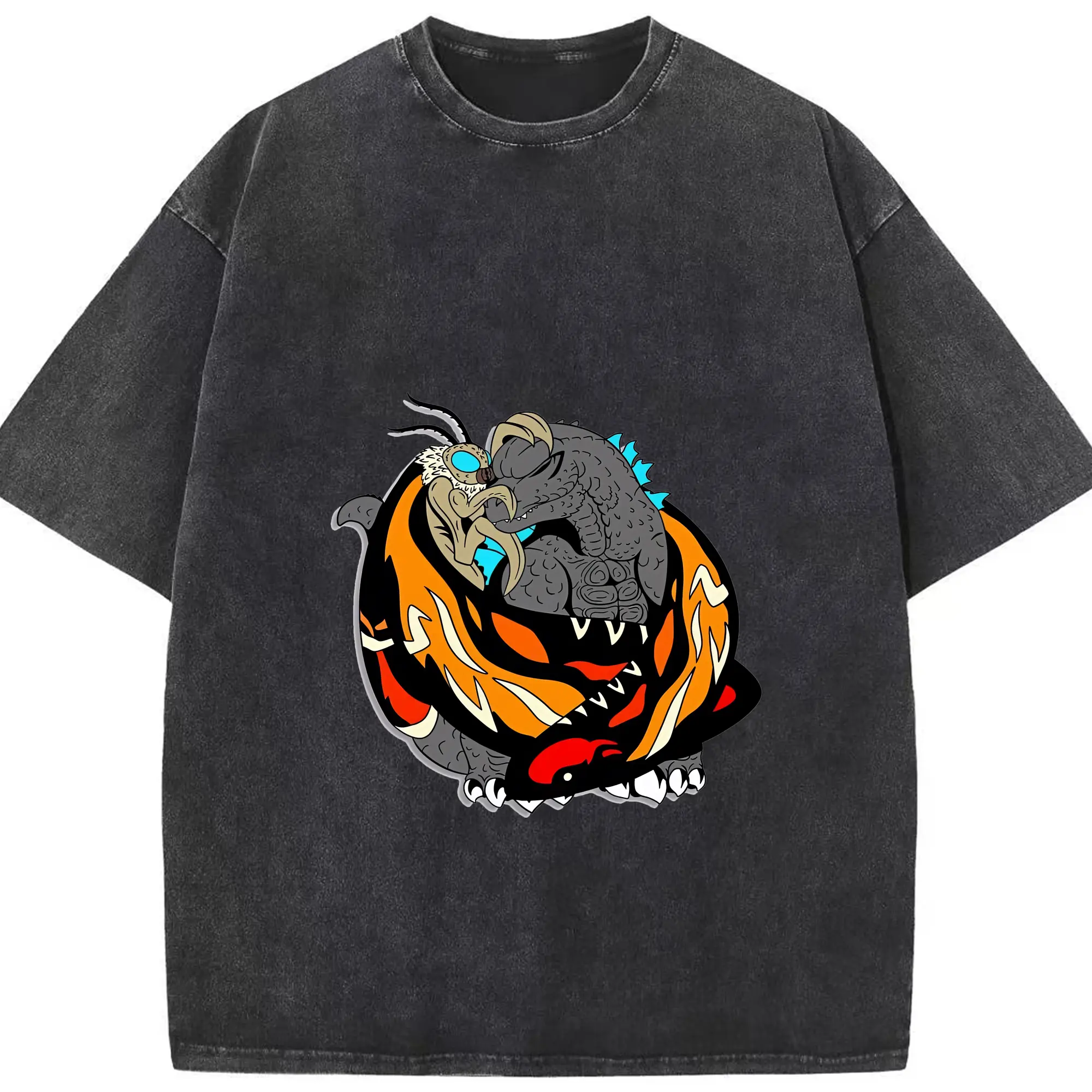 ゴジラ グッズ,モスラ - 綿100％ ヴィンテージ風 半袖Tシャツ ・ フロントプリント ・ 柔らか肌触り ・ 通気性 快適 ・ スポーツ カジュアル 外出用