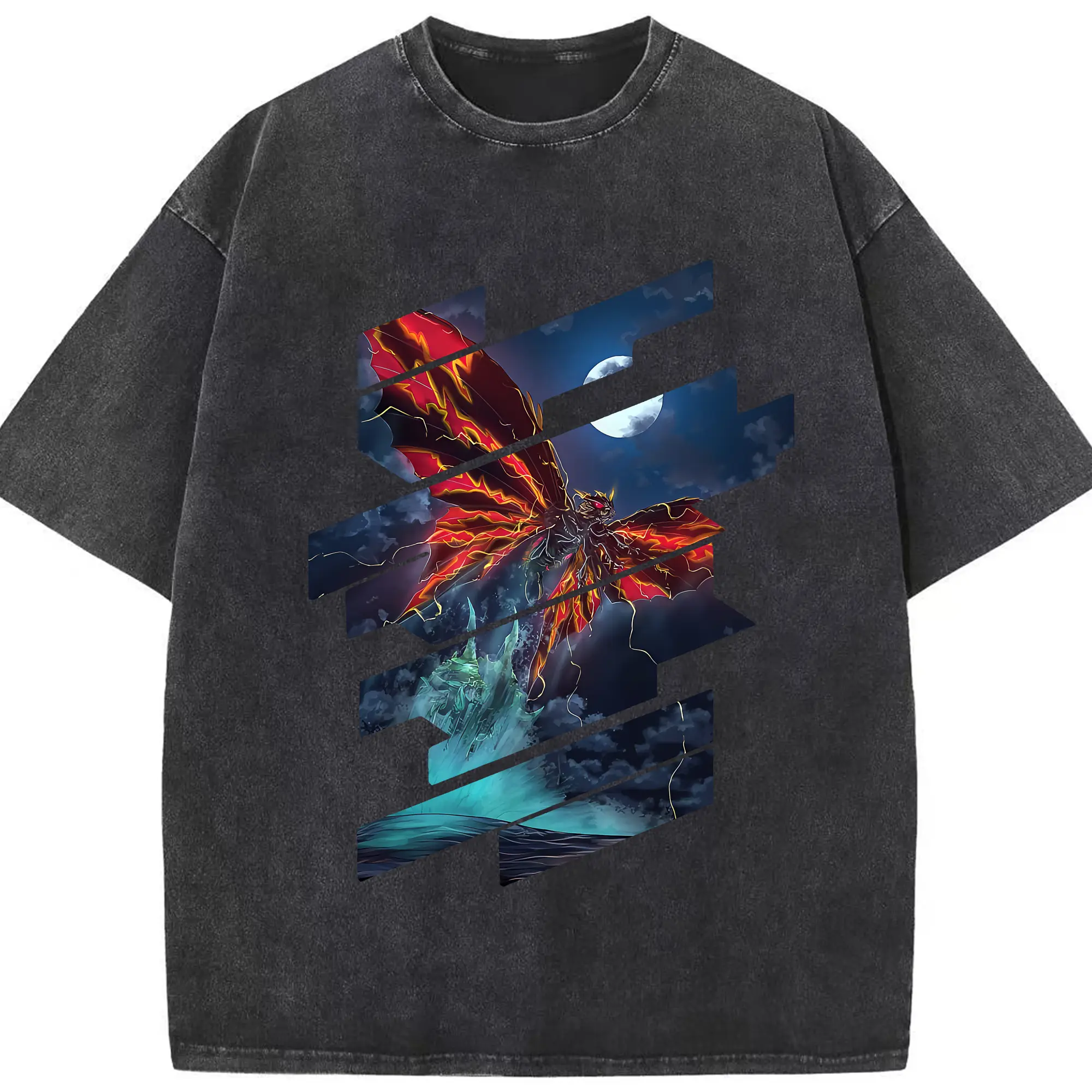 ゴジラ グッズ,モスラ - 綿100％ ヴィンテージ風 半袖Tシャツ ・ フロントプリント ・ 柔らか肌触り ・ 通気性 快適 ・ スポーツ カジュアル 外出用