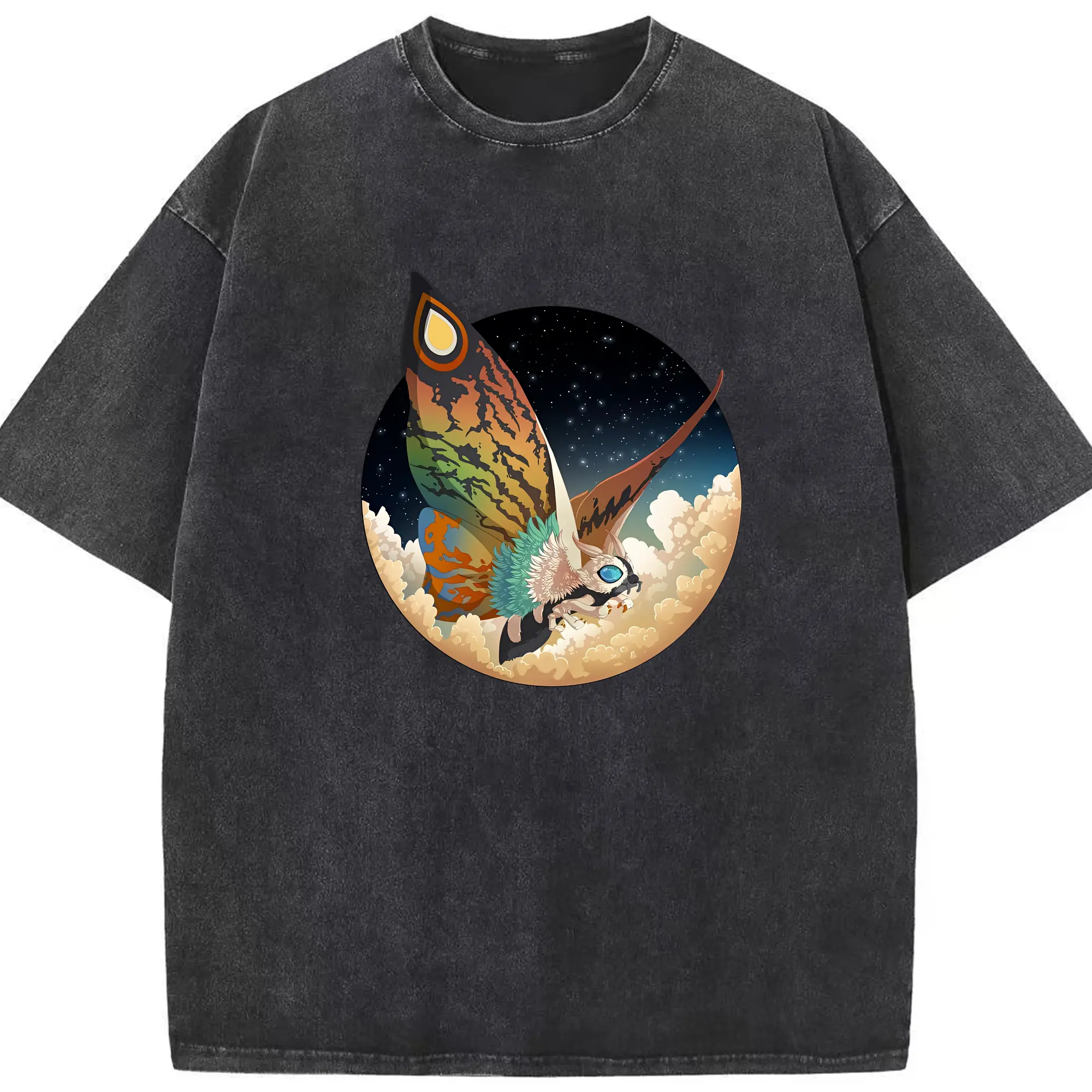 ゴジラ グッズ,モスラ - 綿100％ ヴィンテージ風 半袖Tシャツ ・ フロントプリント ・ 柔らか肌触り ・ 通気性 快適 ・ スポーツ カジュアル 外出用