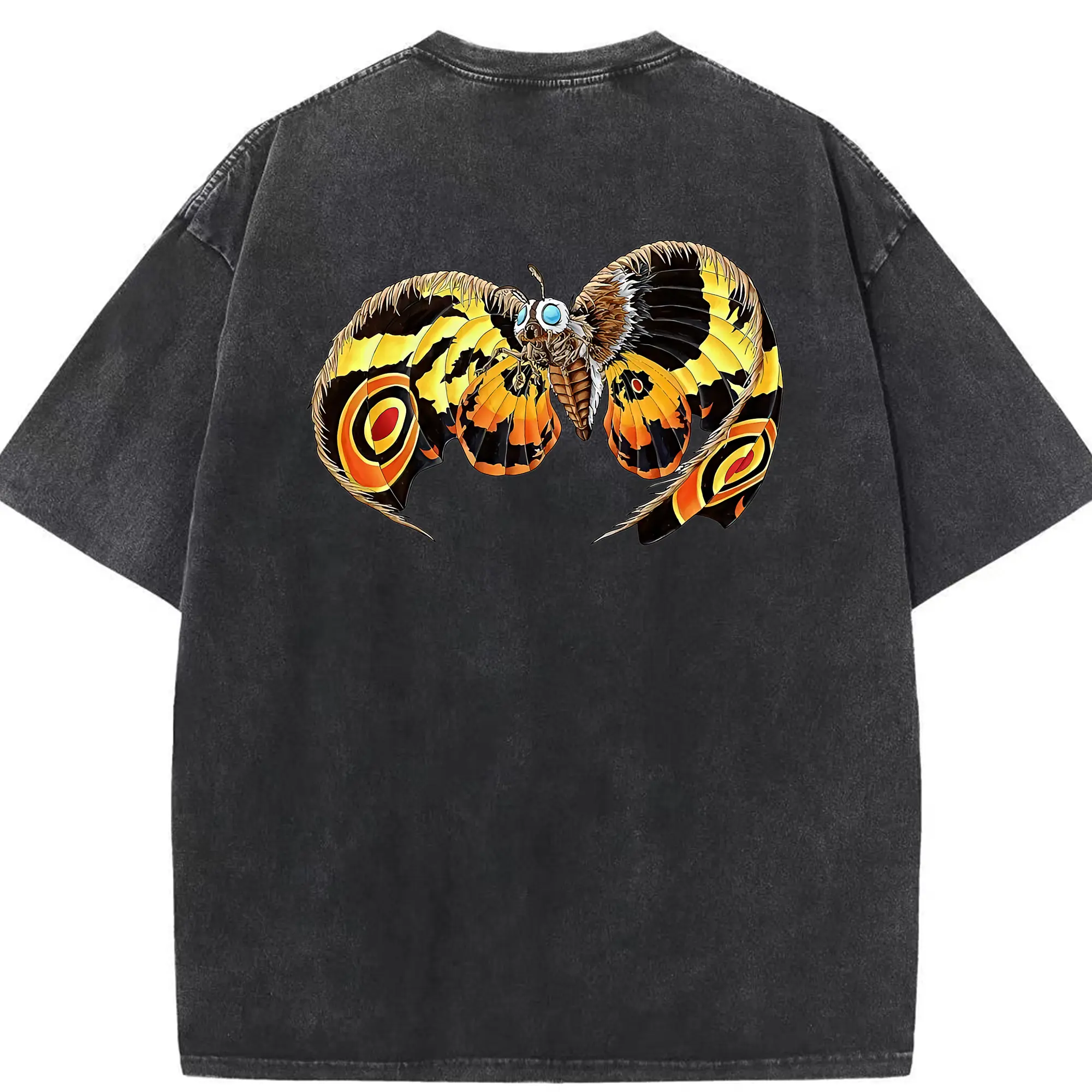 ゴジラ グッズ,モスラ - 綿100％ ヴィンテージ風 半袖Tシャツ ・ 背面プリント ・ 柔らか肌触り ・ 通気性 快適 ・ スポーツ カジュアル 外出用