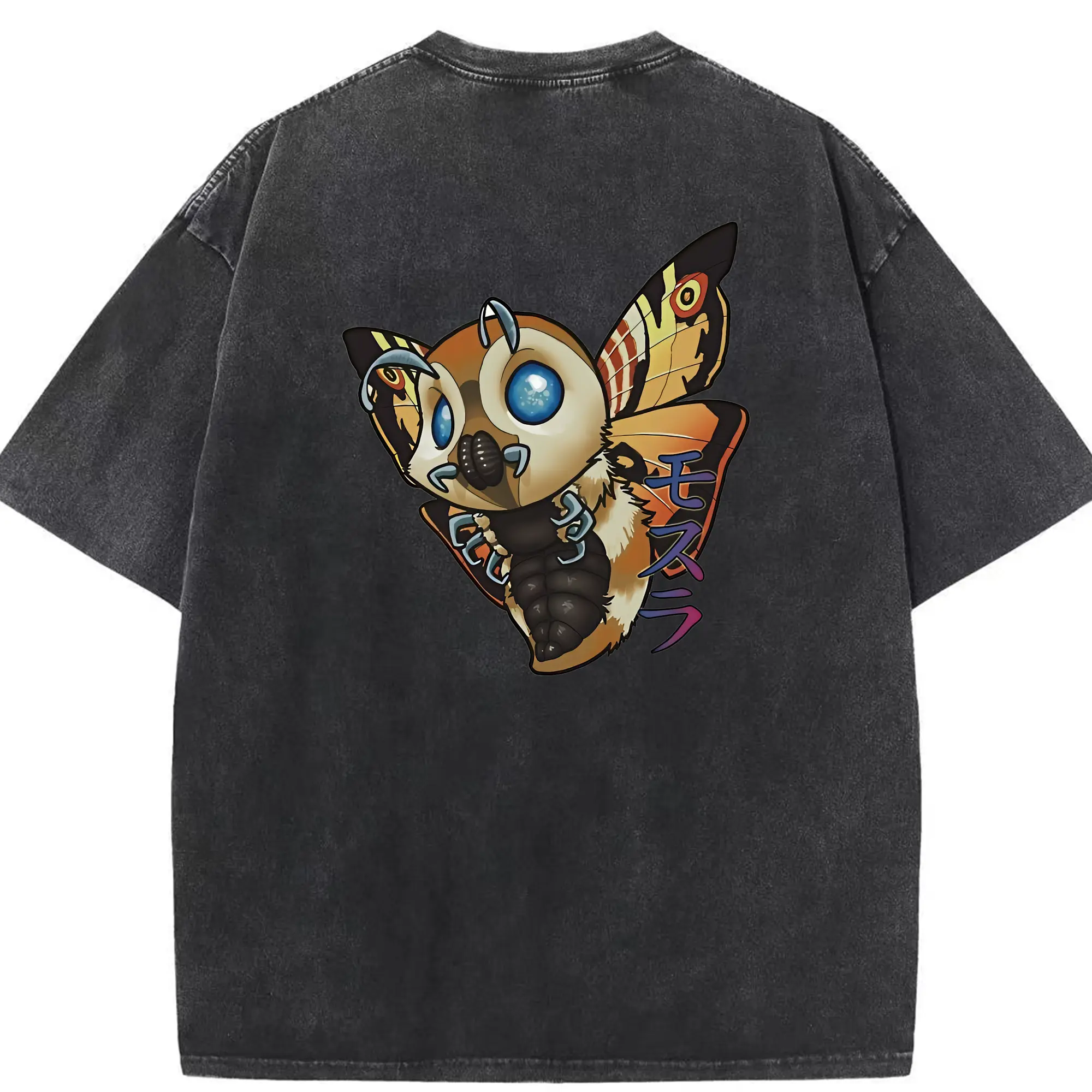 ゴジラ グッズ,モスラ - 綿100％ ヴィンテージ風 半袖Tシャツ ・ 背面プリント ・ 柔らか肌触り ・ 通気性 快適 ・ スポーツ カジュアル 外出用
