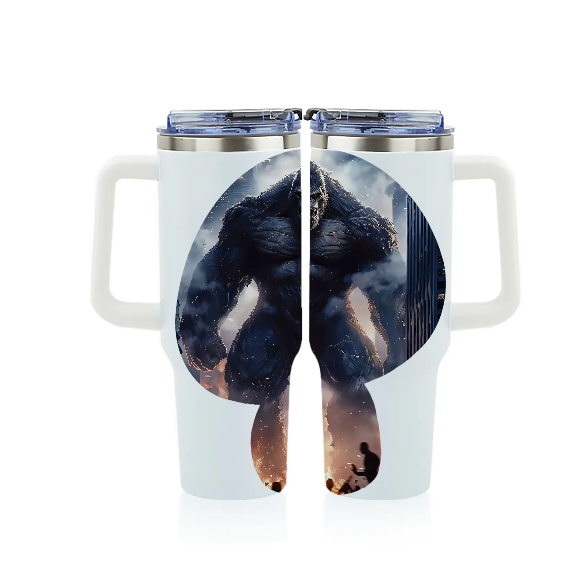 ゴジラ グッズ,キングコング - 1200mL フルプリント車用タンブラー ・ 304ステンレス 内側 ・ 201ステンレス 外側 ・ 保温 保冷 ・ 通勤 ドライブ アウトドア用