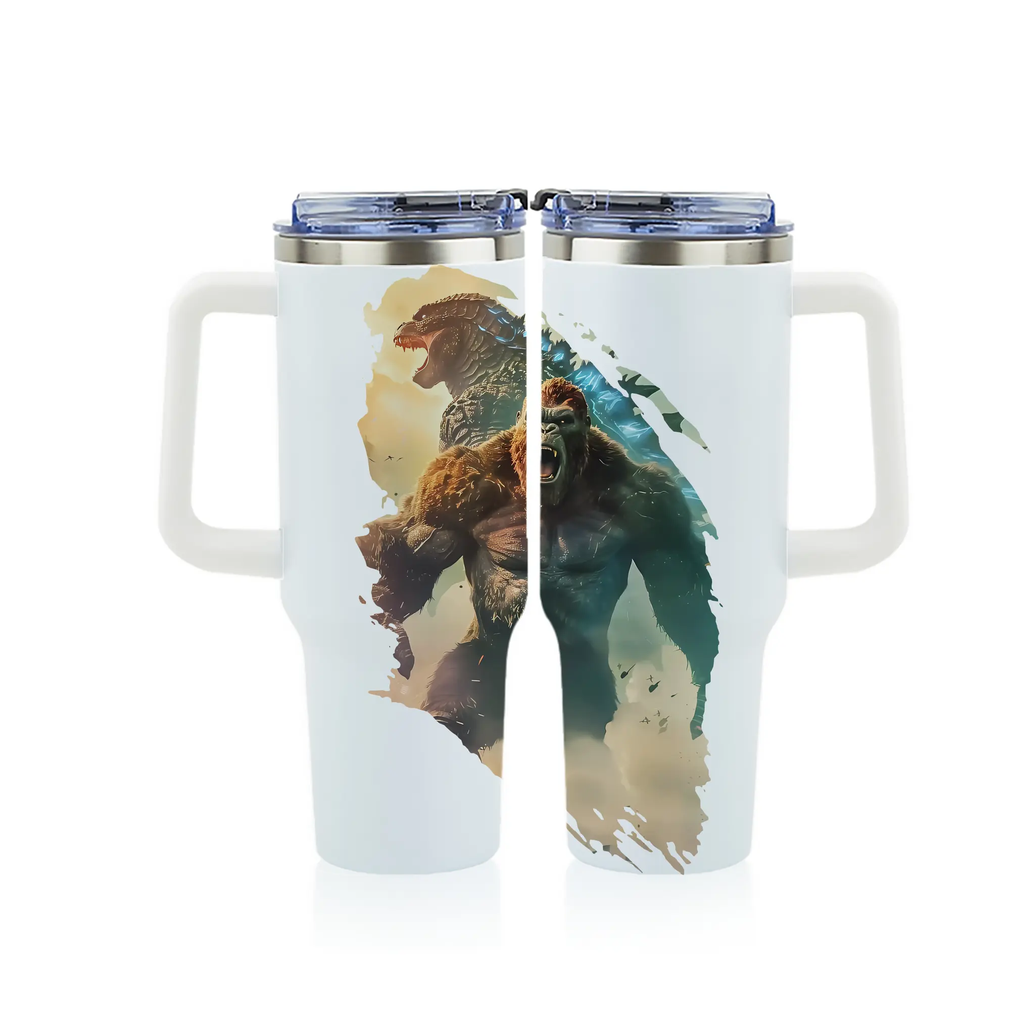 ゴジラ グッズ,キングコング - 1200mL フルプリント車用タンブラー ・ 304ステンレス 内側 ・ 201ステンレス 外側 ・ 保温 保冷 ・ 通勤 ドライブ アウトドア用
