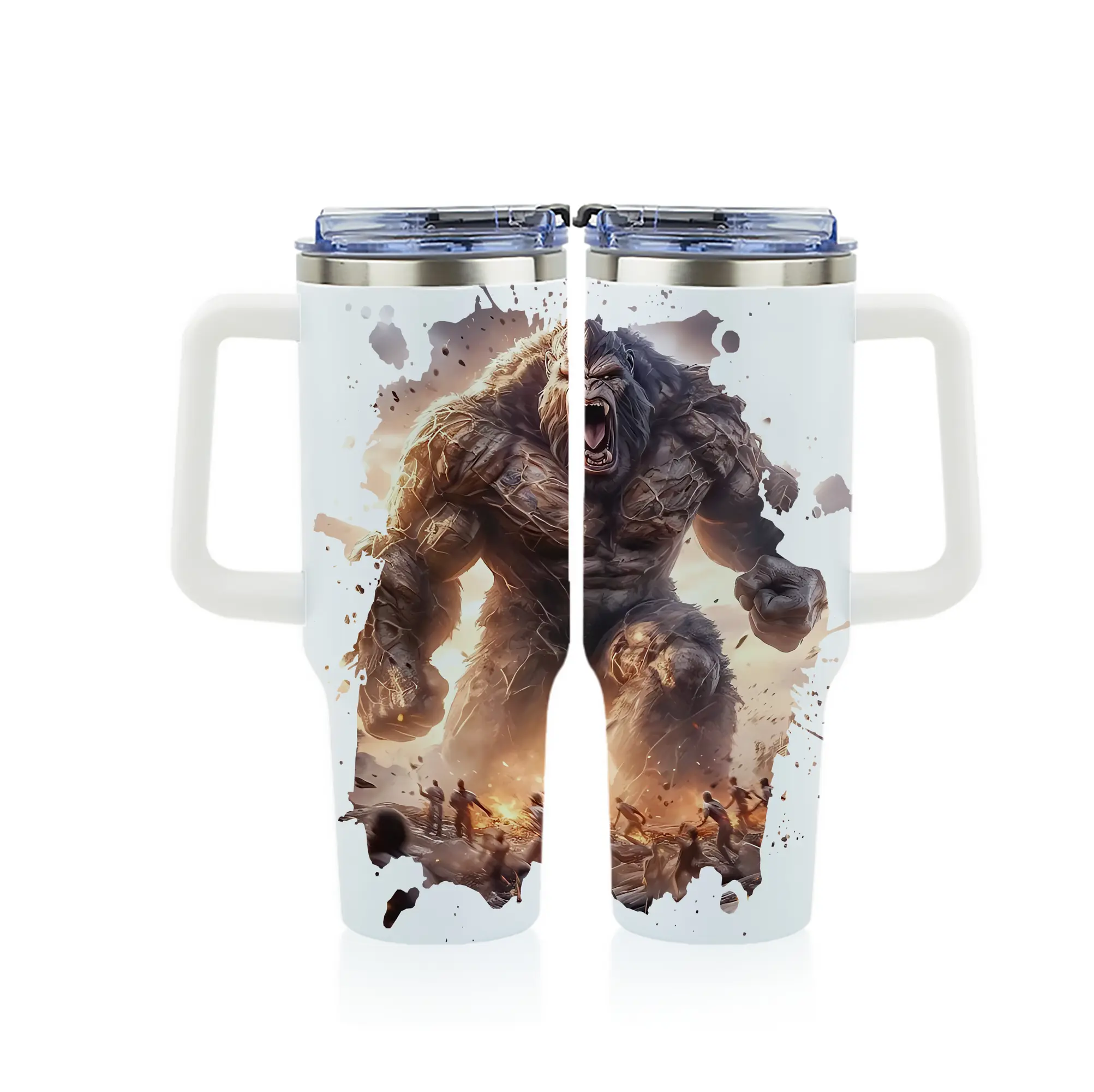 ゴジラ グッズ,キングコング - 1200mL フルプリント車用タンブラー ・ 304ステンレス 内側 ・ 201ステンレス 外側 ・ 保温 保冷 ・ 通勤 ドライブ アウトドア用