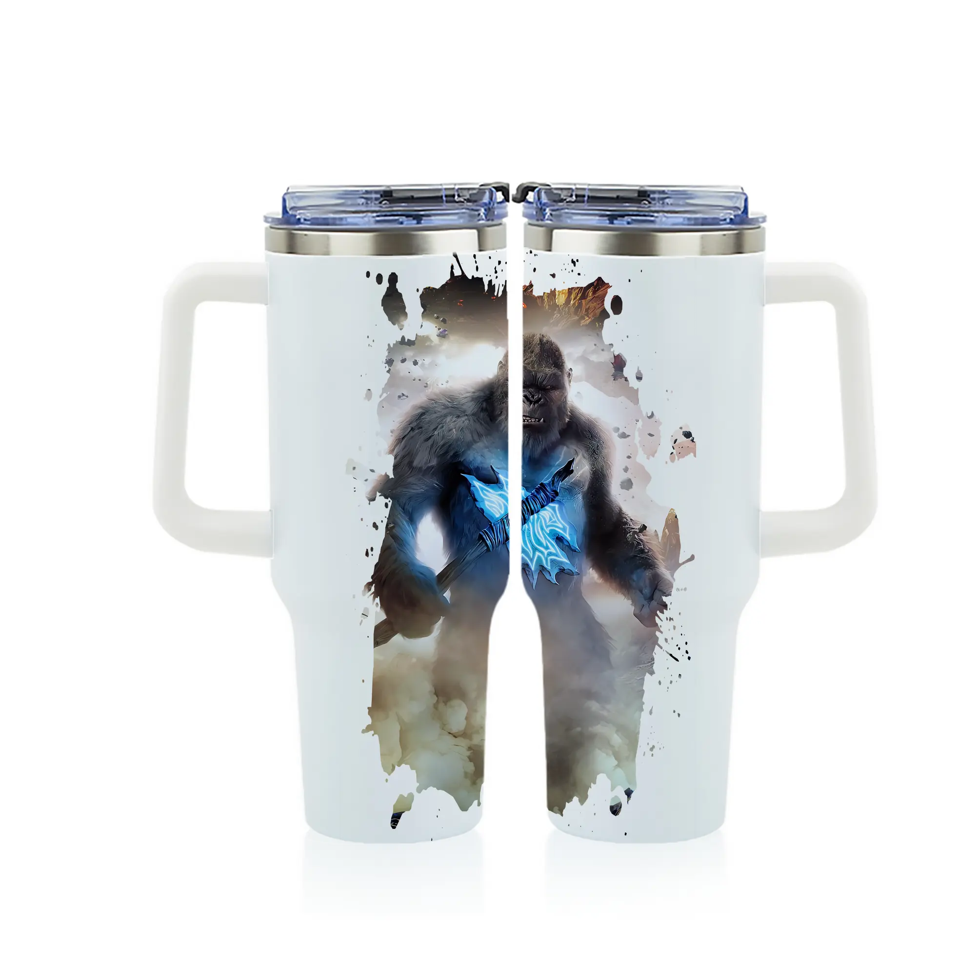 ゴジラ グッズ,キングコング - 1200mL フルプリント車用タンブラー ・ 304ステンレス 内側 ・ 201ステンレス 外側 ・ 保温 保冷 ・ 通勤 ドライブ アウトドア用